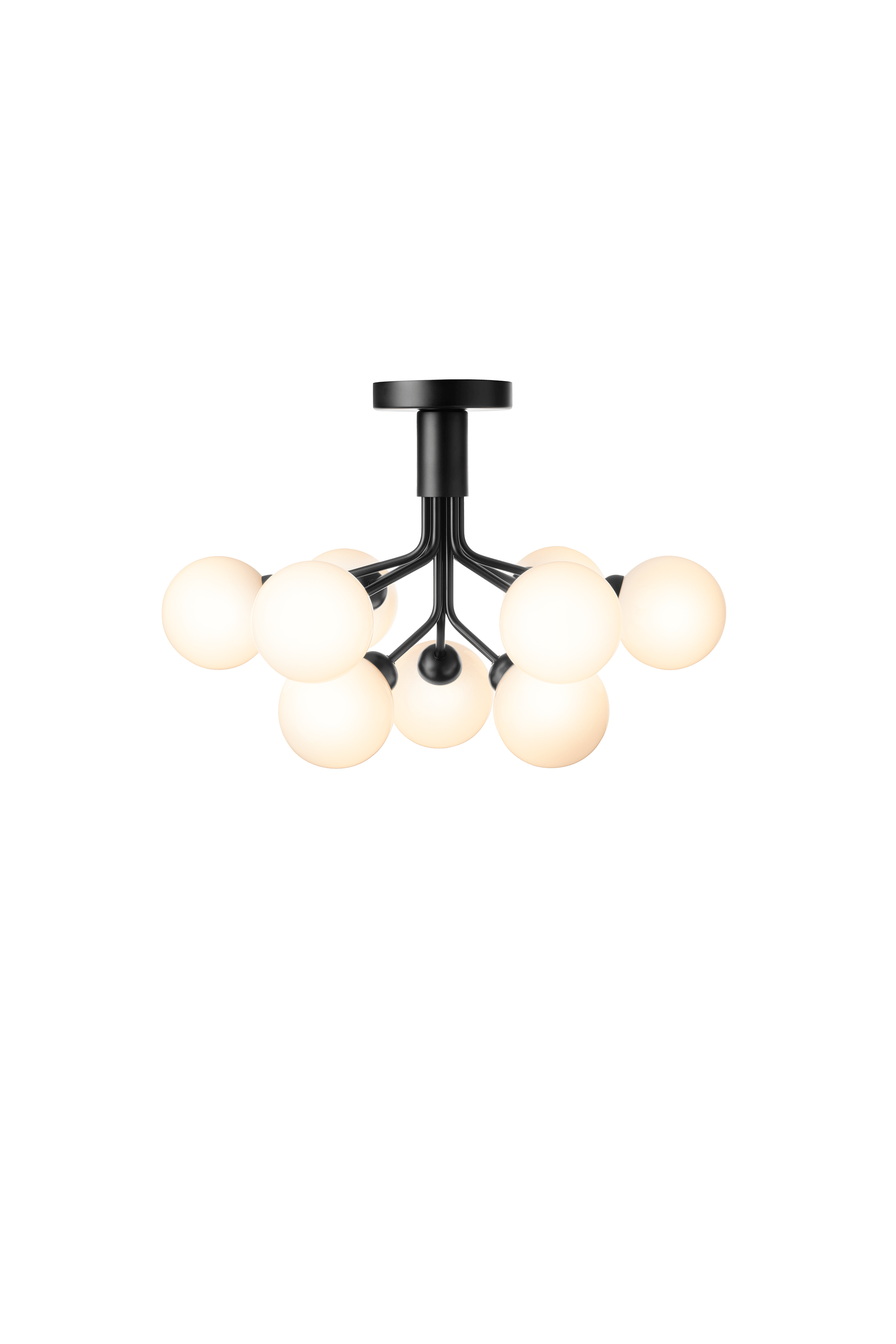 Deckenleuchte APIALES 9 schwarz mit opalem Glas