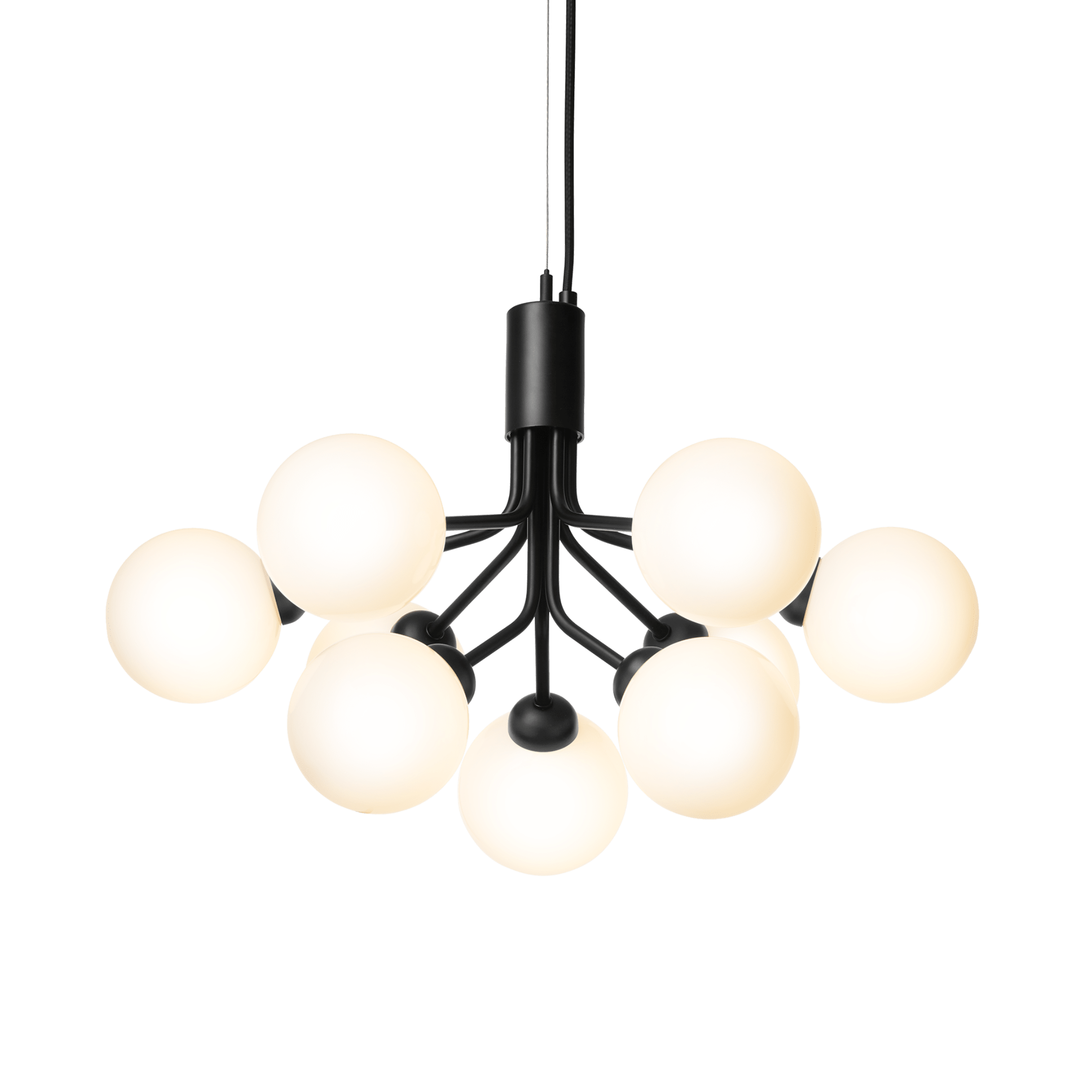 APIALES 9 Pendant Lamp in Black with Opal Glass