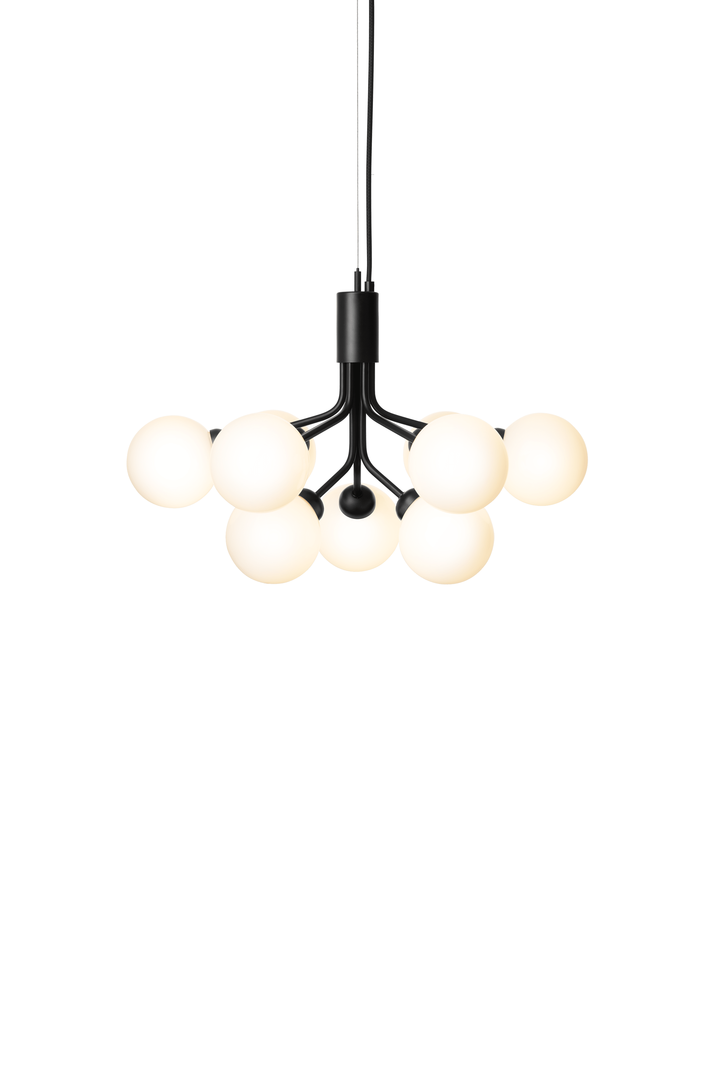 APIALES 9 Pendant Lamp in Black with Opal Glass