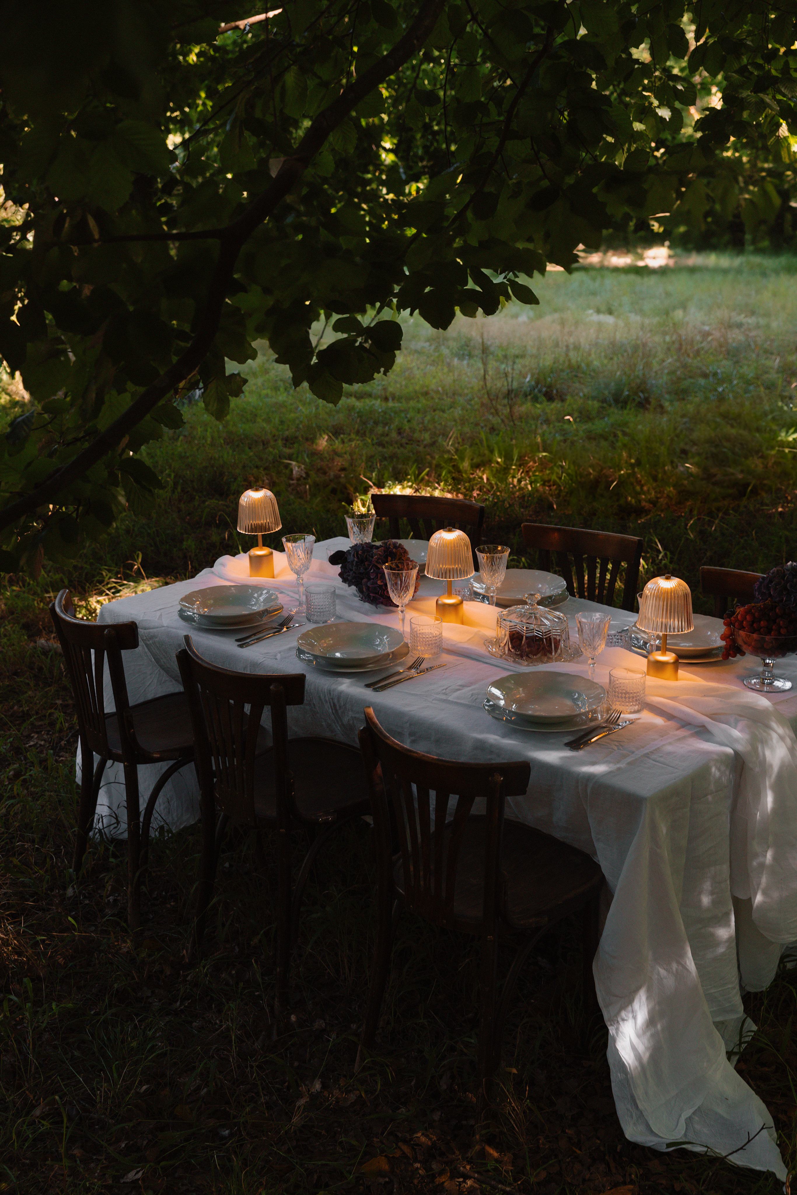Tragbare Lampe ASTEEA gold mit transparentem Design