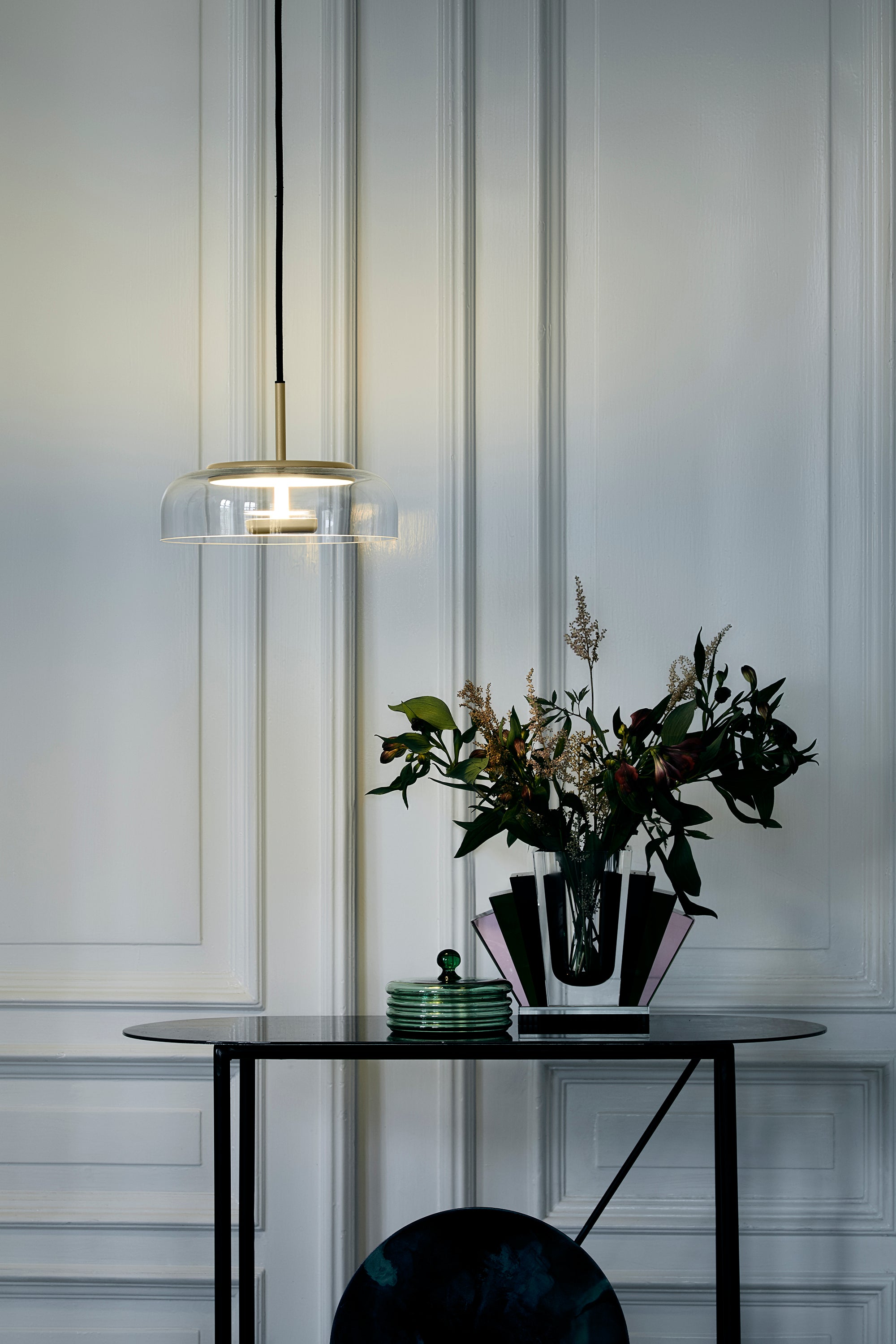 BLOSSI Pendant Lamp in Gold with Transparent Glass