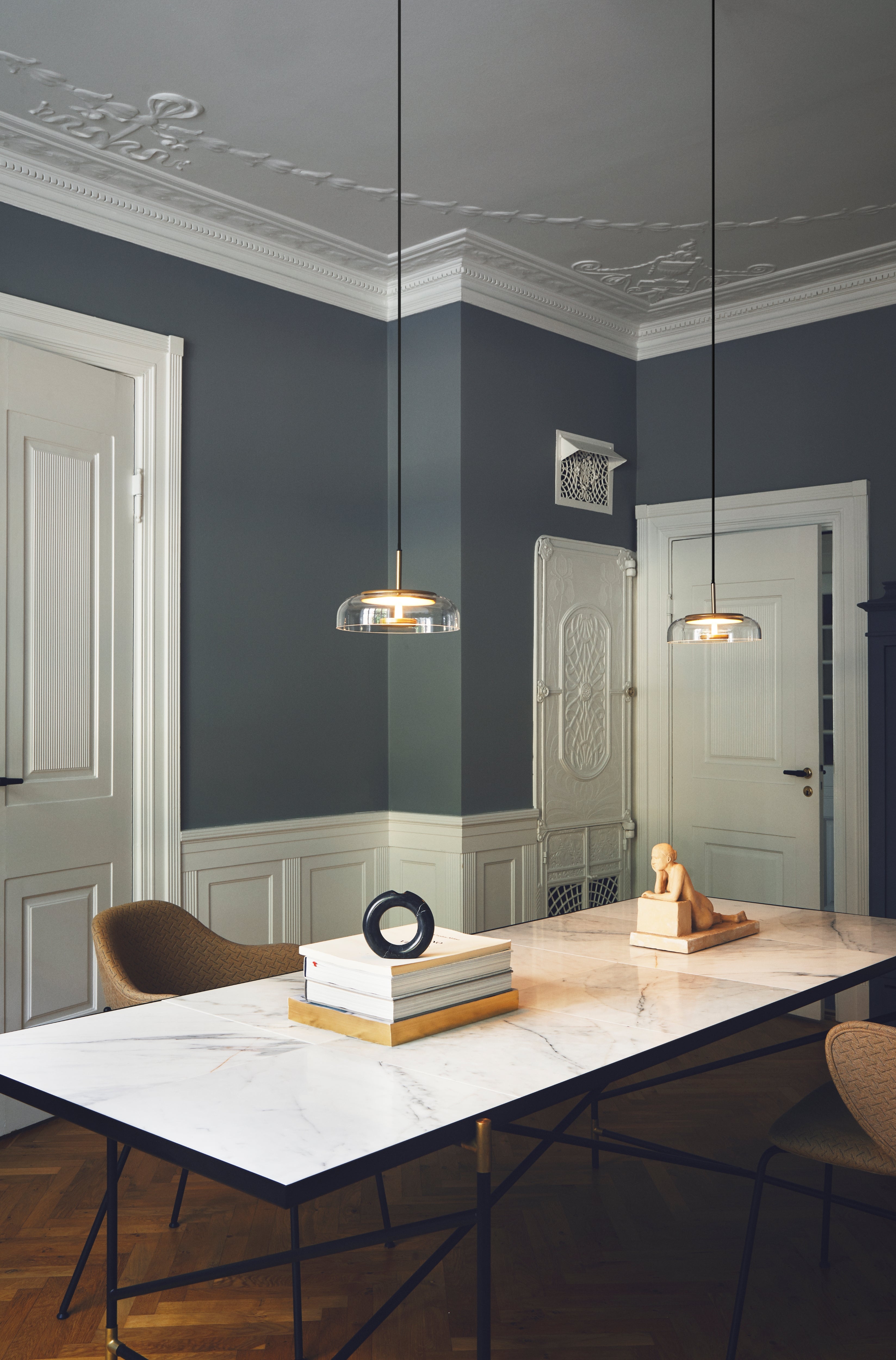 BLOSSI Pendant Lamp in Gold with Transparent Glass
