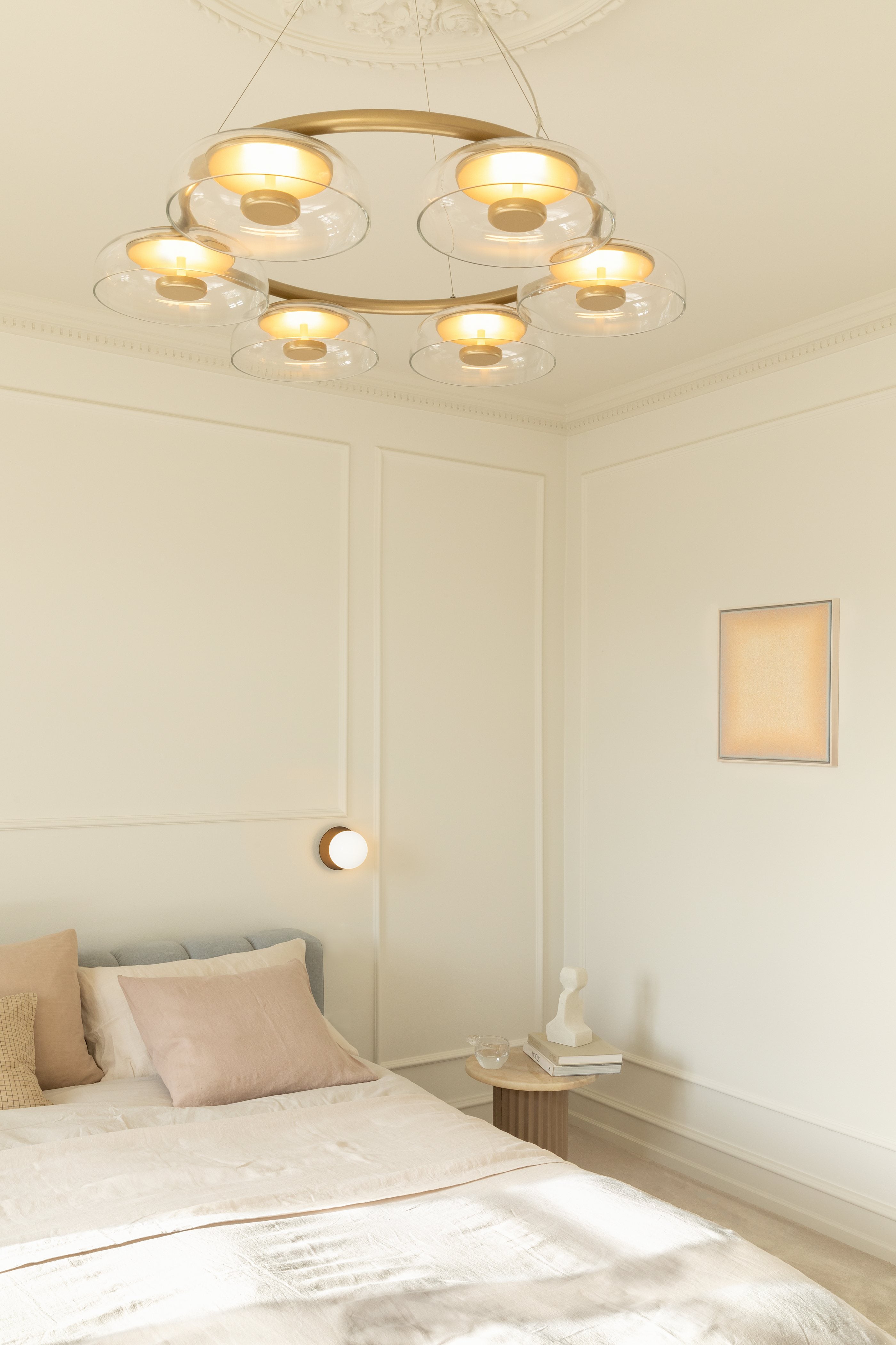 BLOSSI 6 Gold Chandelier with Transparent Glass