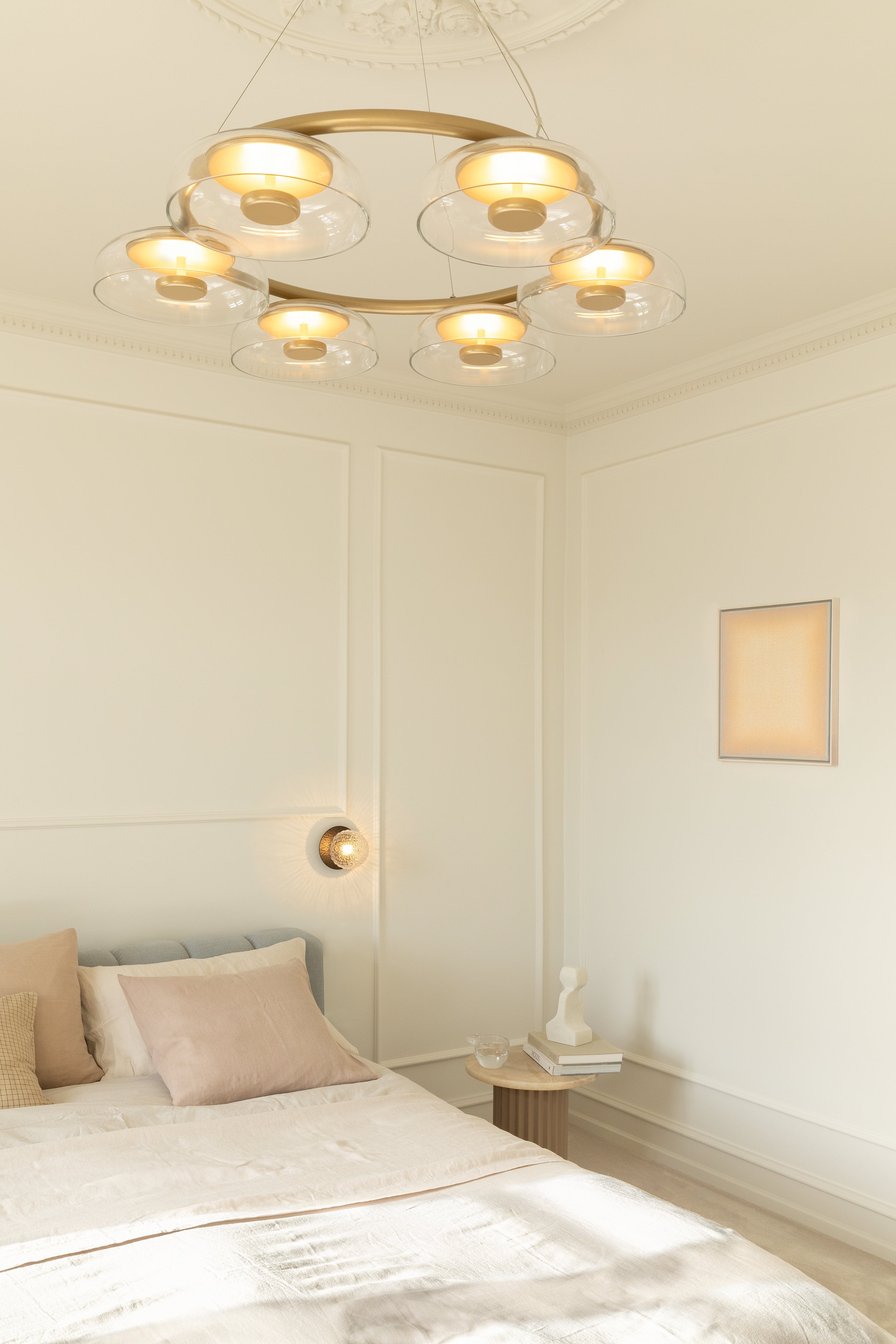 BLOSSI 6 Gold Chandelier with Transparent Glass