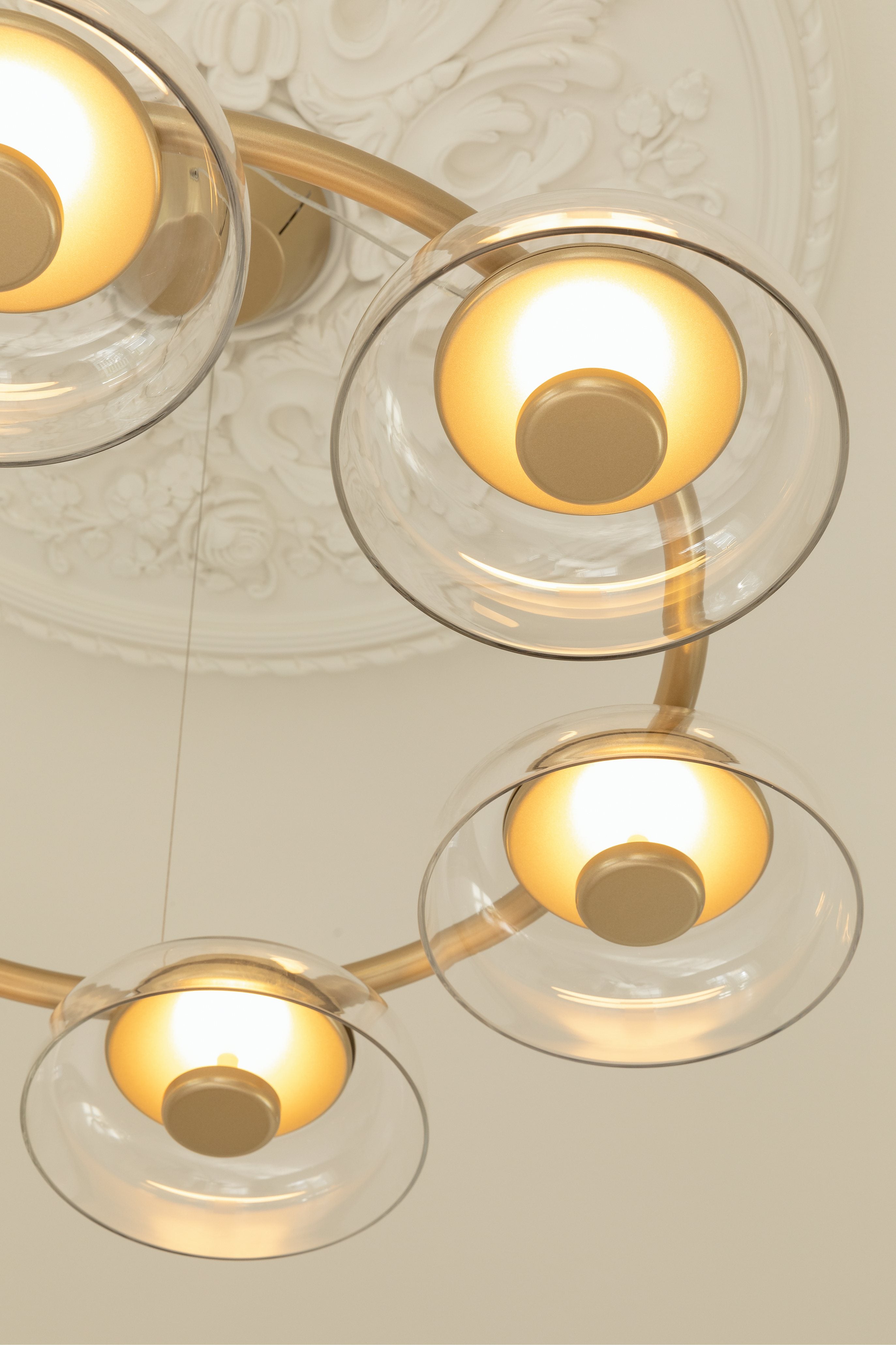 BLOSSI 6 Gold Chandelier with Transparent Glass