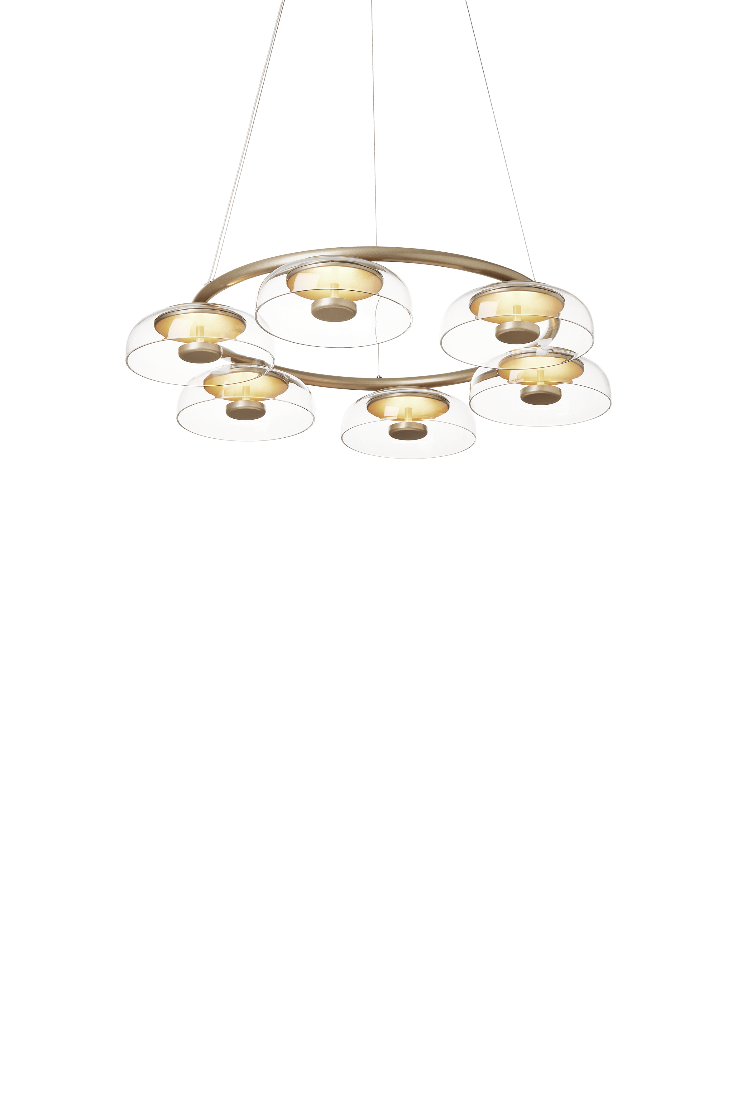 BLOSSI 6 Gold Chandelier with Transparent Glass