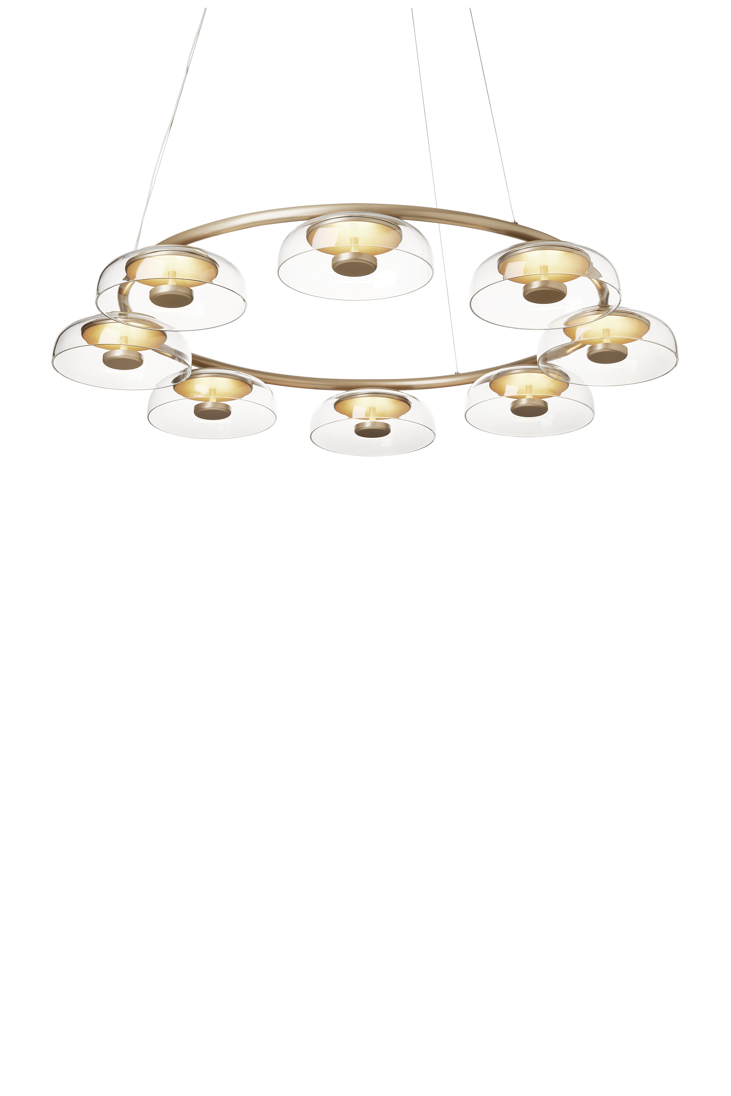 BLOSSI 8 Gold Chandelier with Transparent Glass