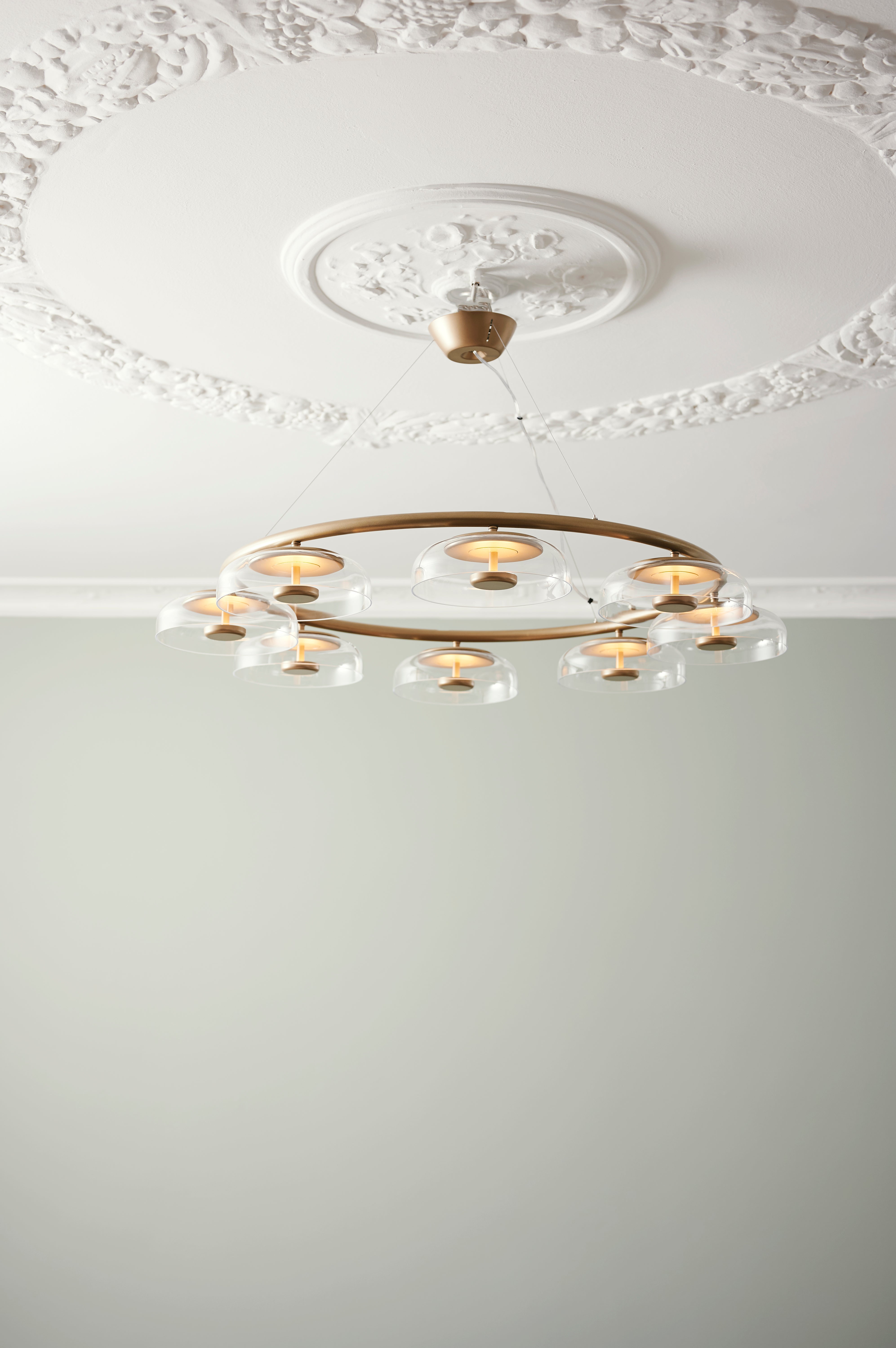 BLOSSI 8 Gold Chandelier with Transparent Glass