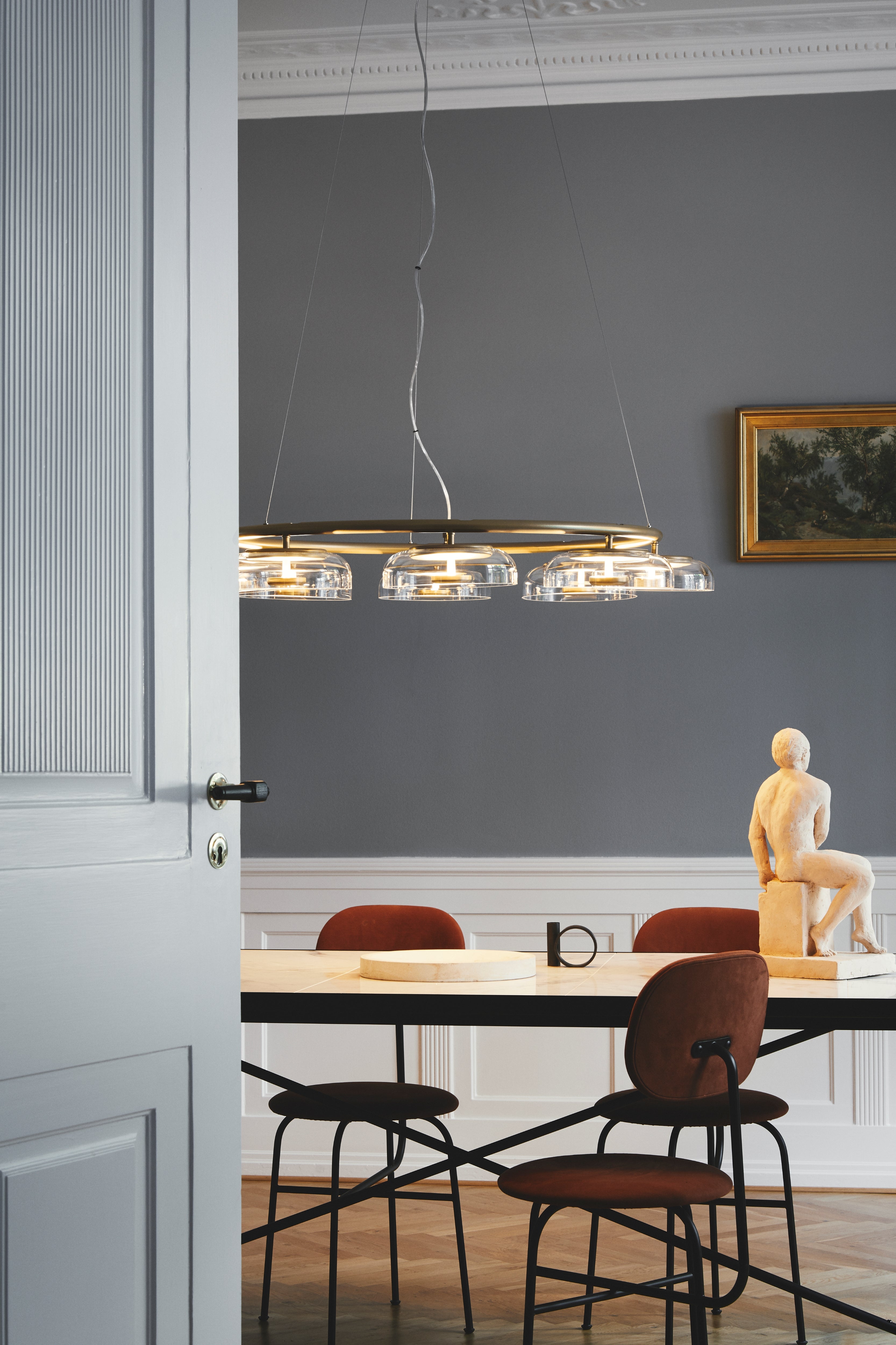 BLOSSI 8 Gold Chandelier with Transparent Glass