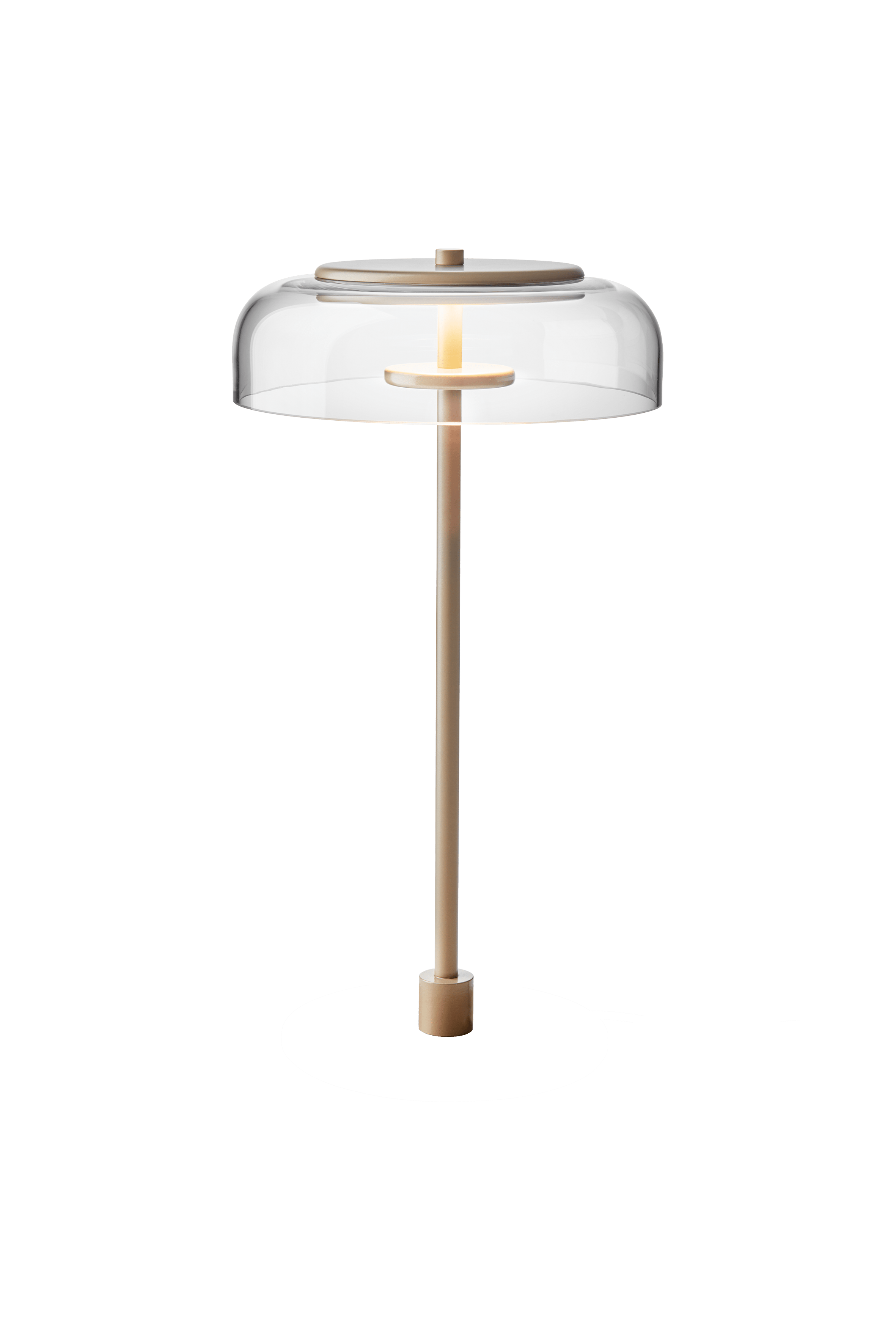 Tischlampe BLOSSI in Gold mit transparentem Glas