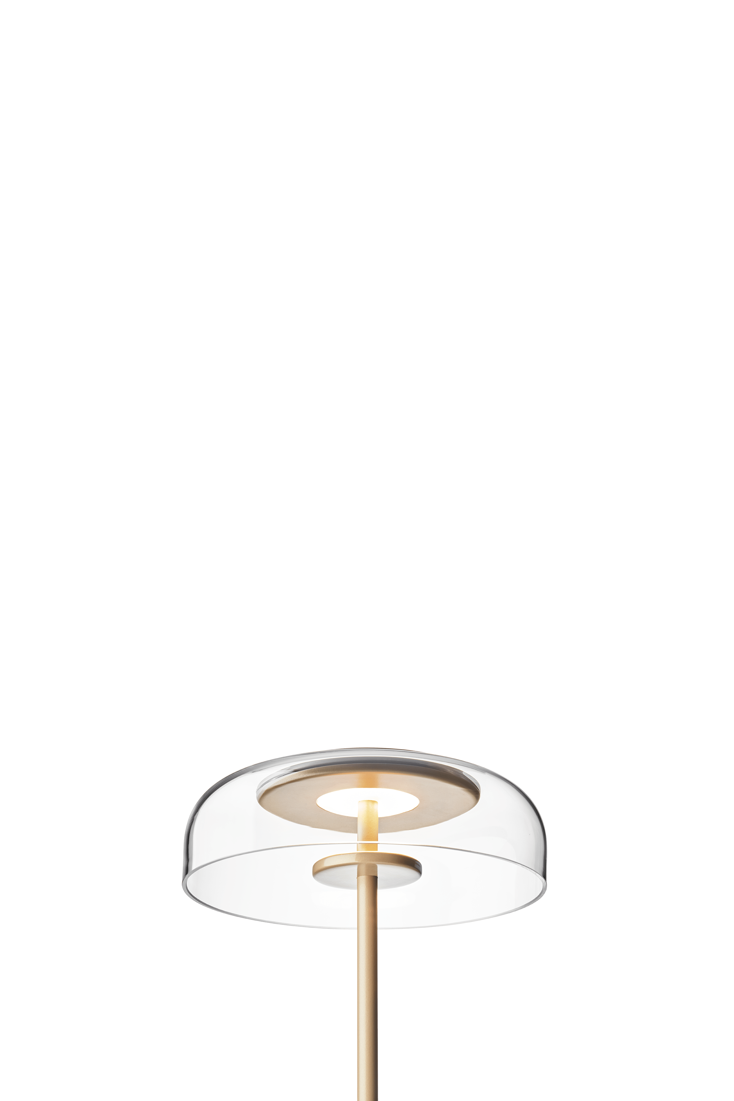 Tischlampe BLOSSI in Gold mit transparentem Glas