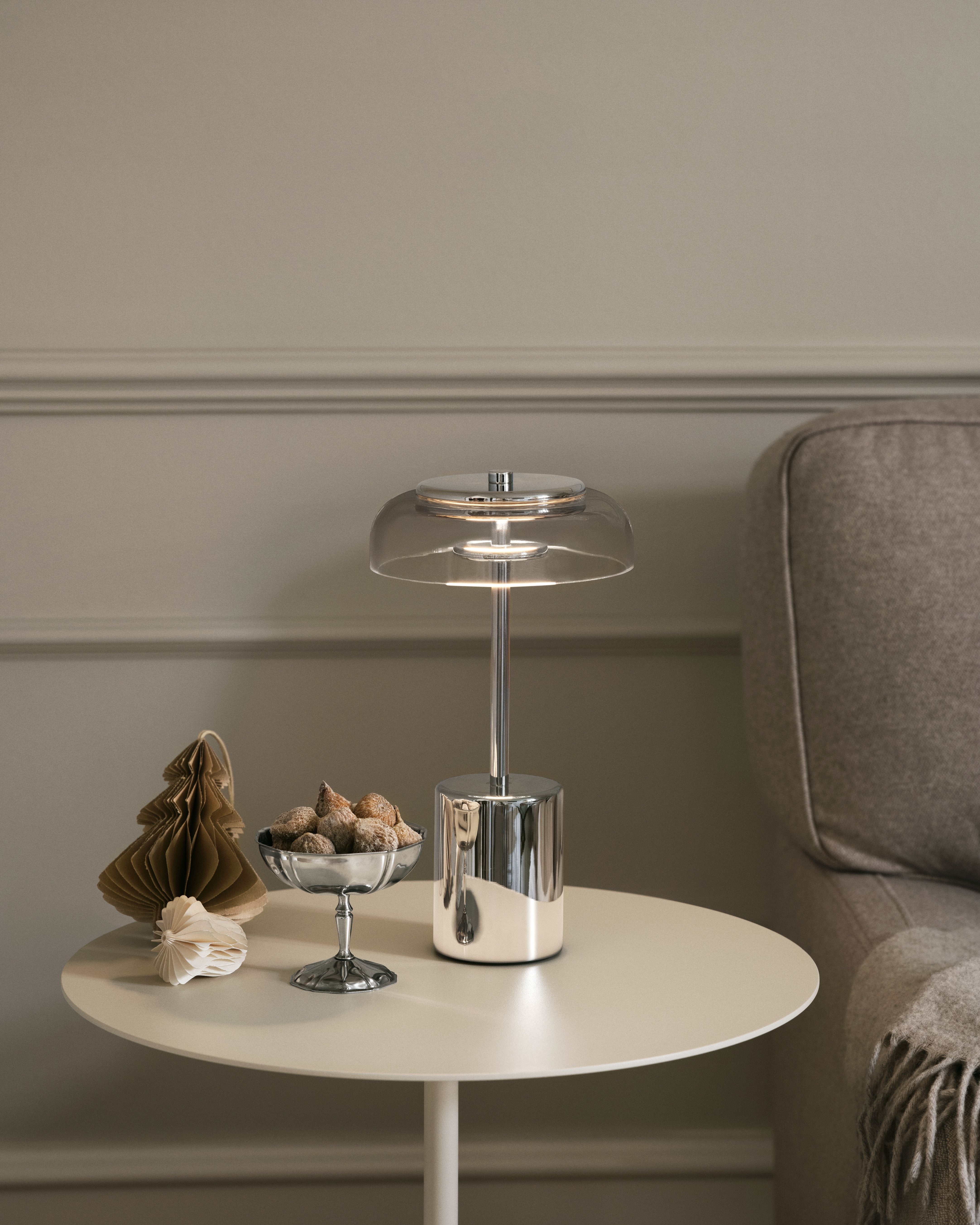 Portable Lamp BLOSSI silver with transparent glass