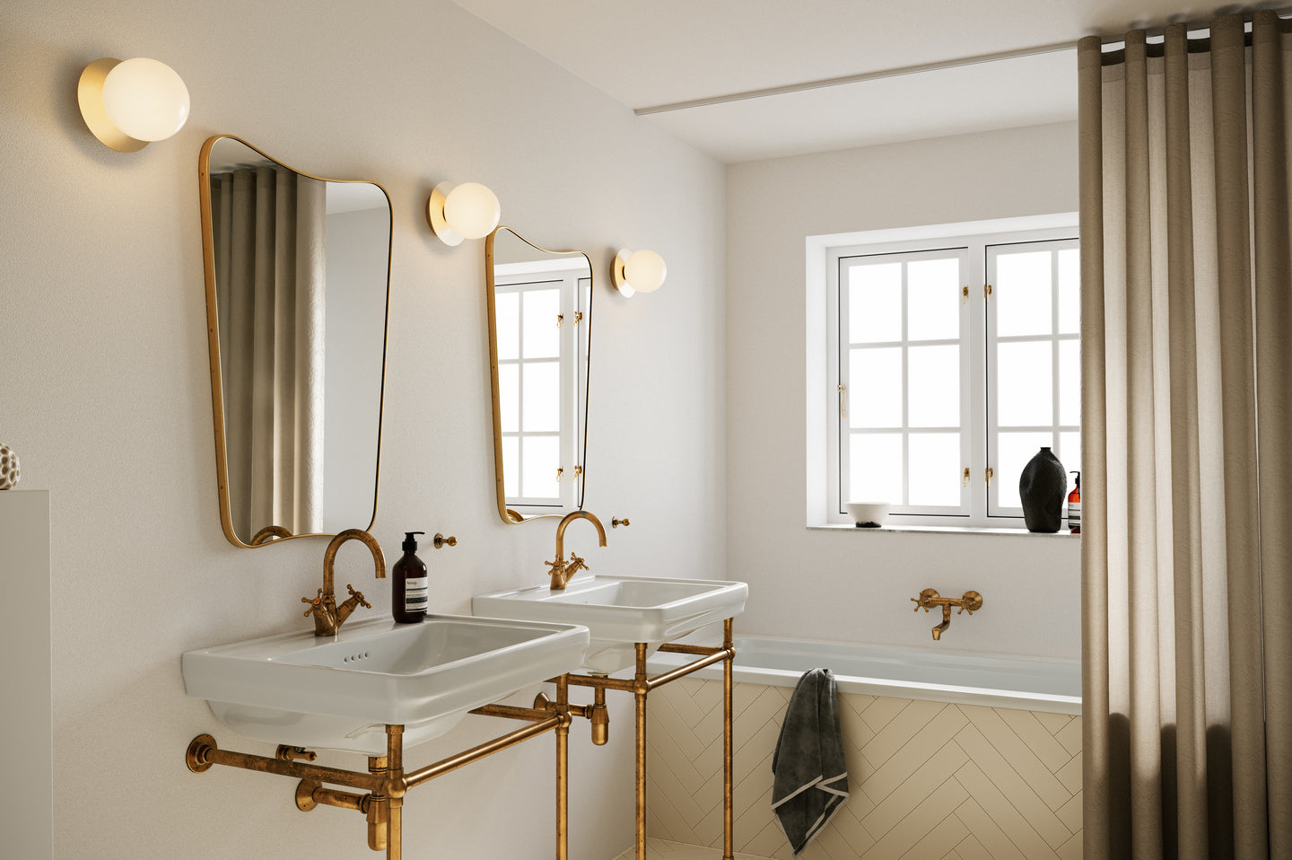 LIILA Gold Recessed Wall Sconce with Opal Glass