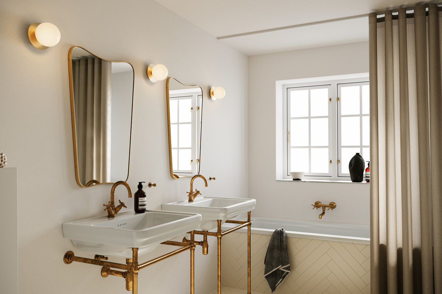 LIILA Gold Recessed Wall Sconce with Opal Glass