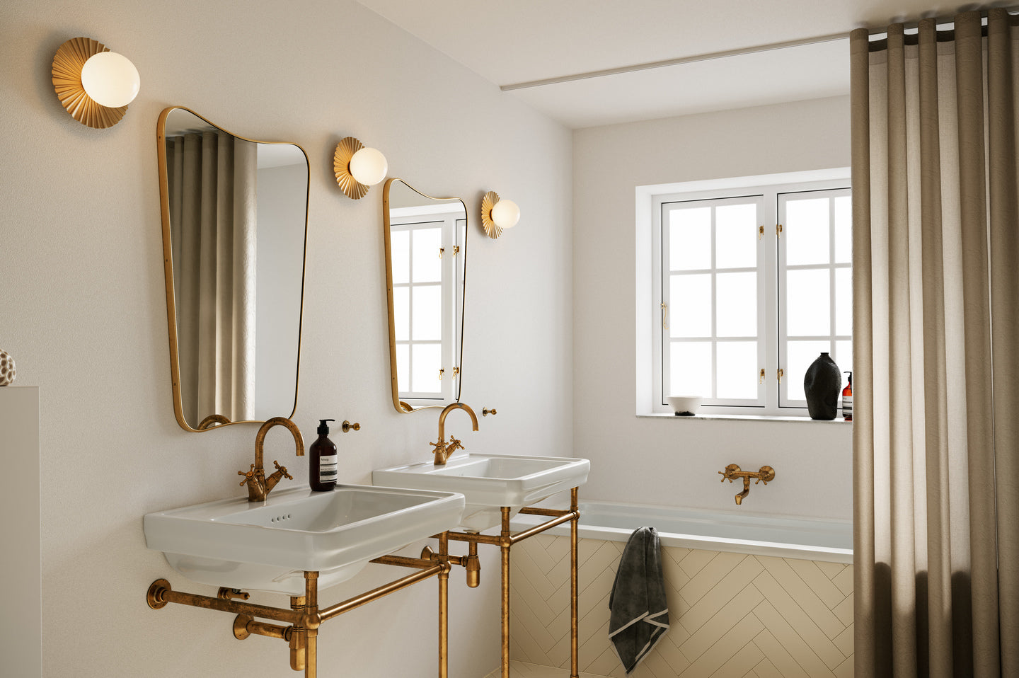 LIILA MUUSE Wall Lamp in Gold with Opal Glass