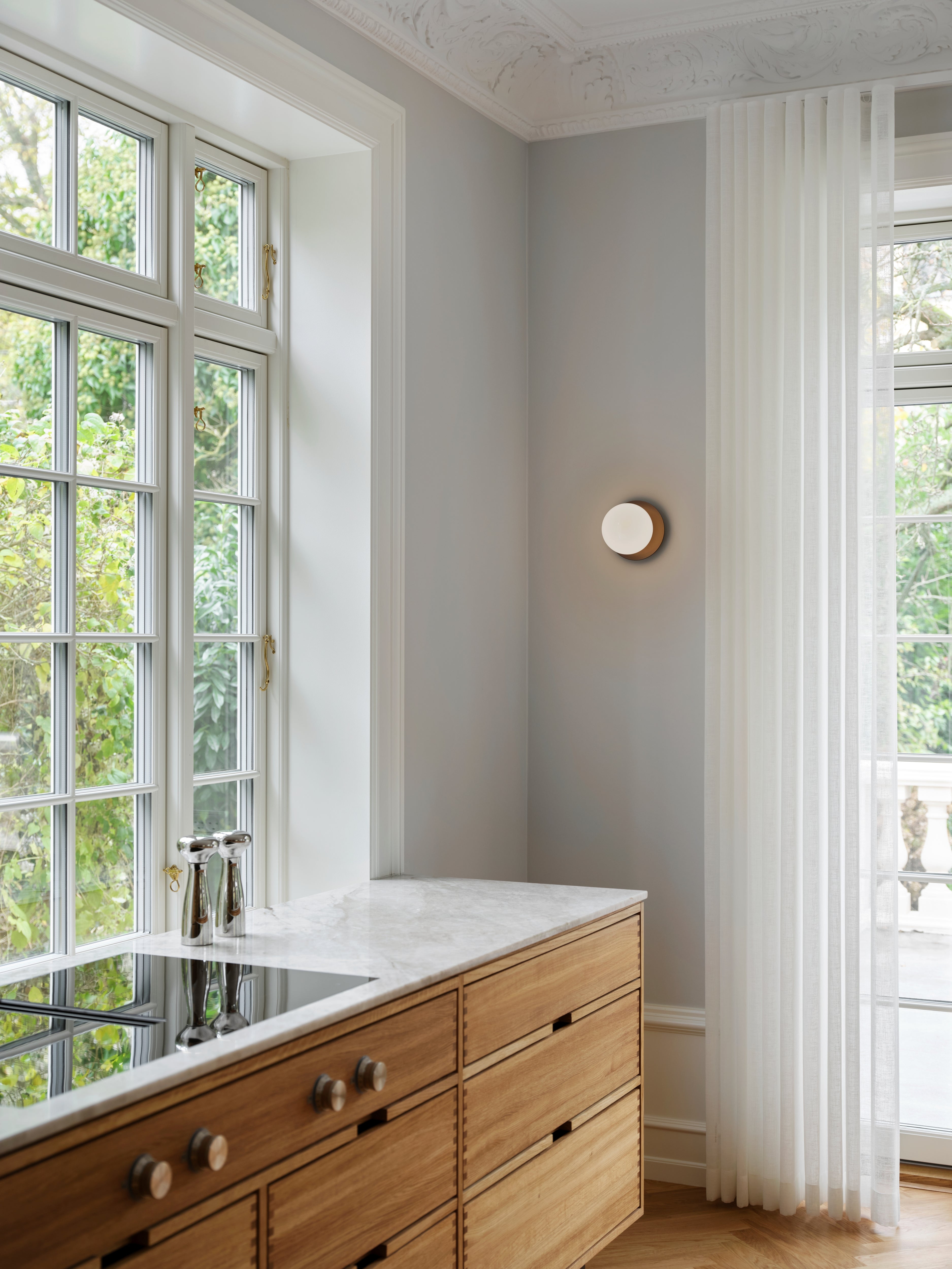 Recessed Wall Light LIILA Dark Brown with Opal Glass