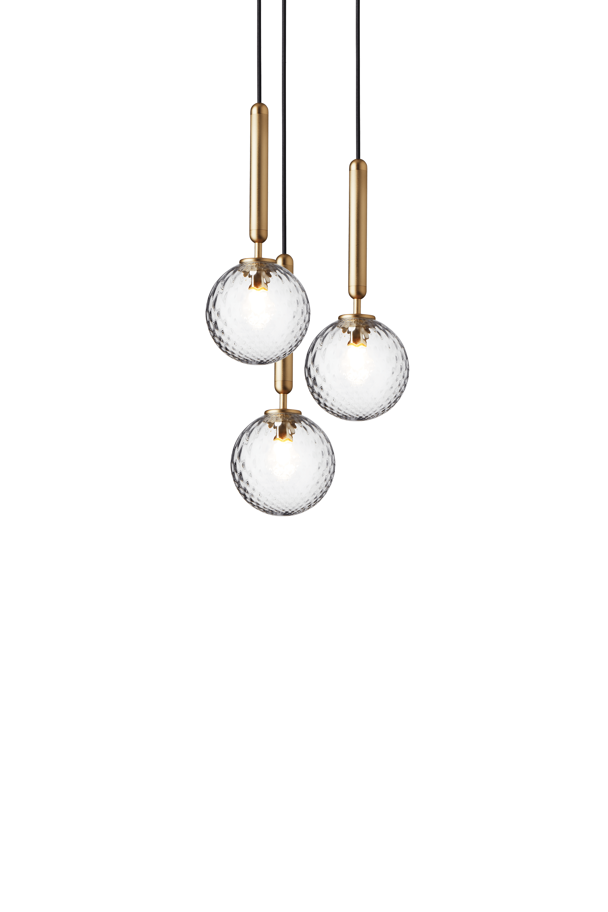 MIIRA Pendant Lamp 3 Brass with Transparent Glass