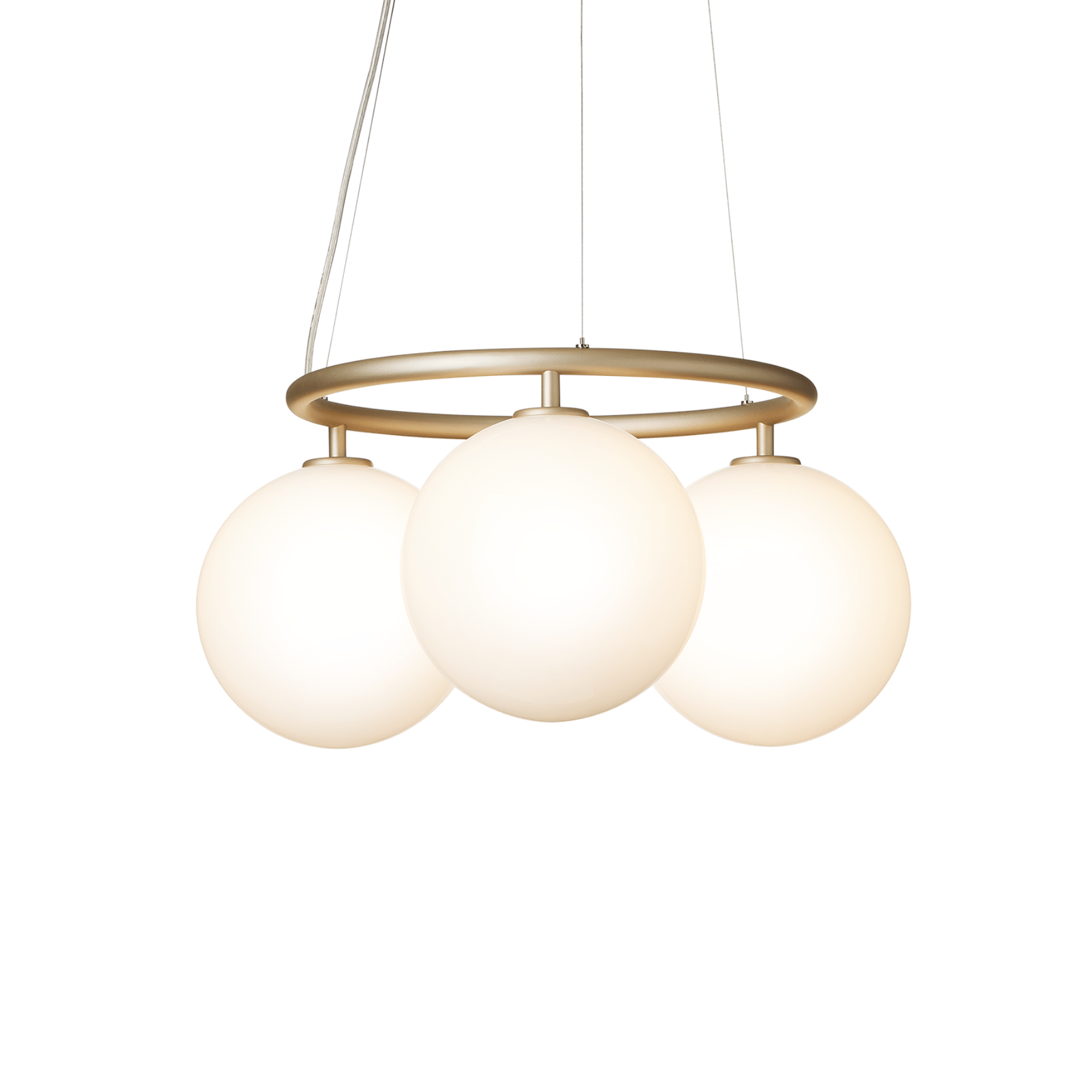 Pendelleuchte MIIRA 3 CIRCULAR aus Messing mit opalem Glas