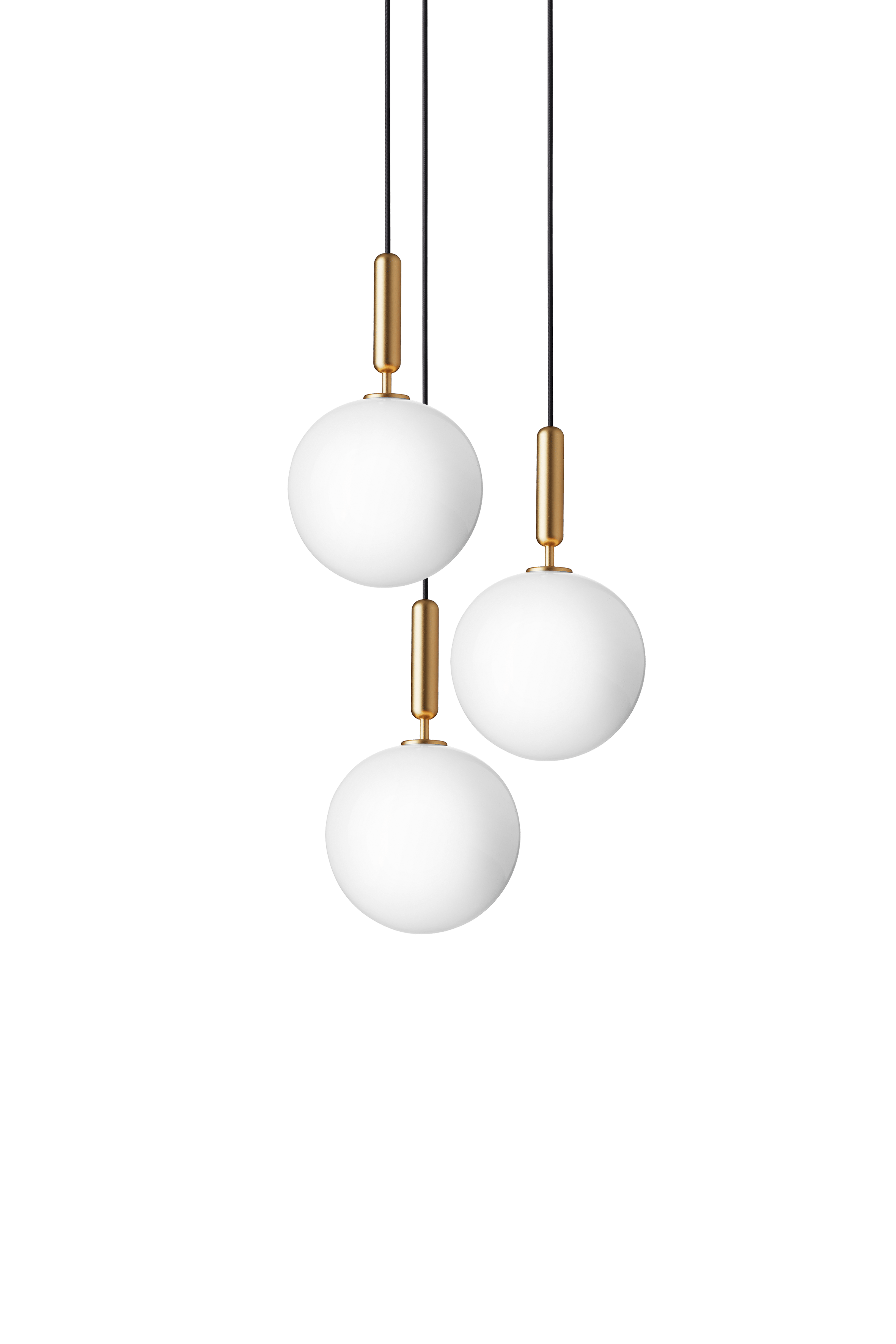 Pendelleuchte MIIRA 3 messing mit opalem Glas