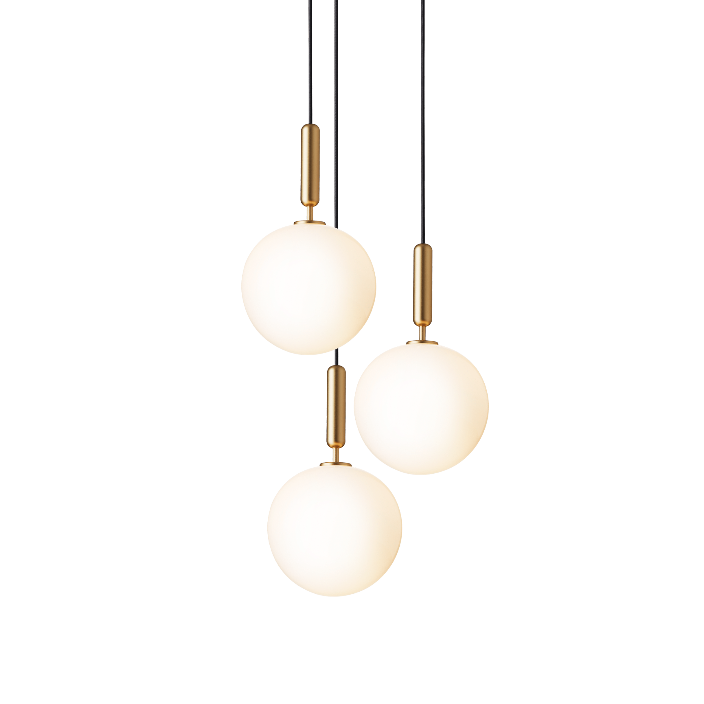 Pendelleuchte MIIRA 3 messing mit opalem Glas