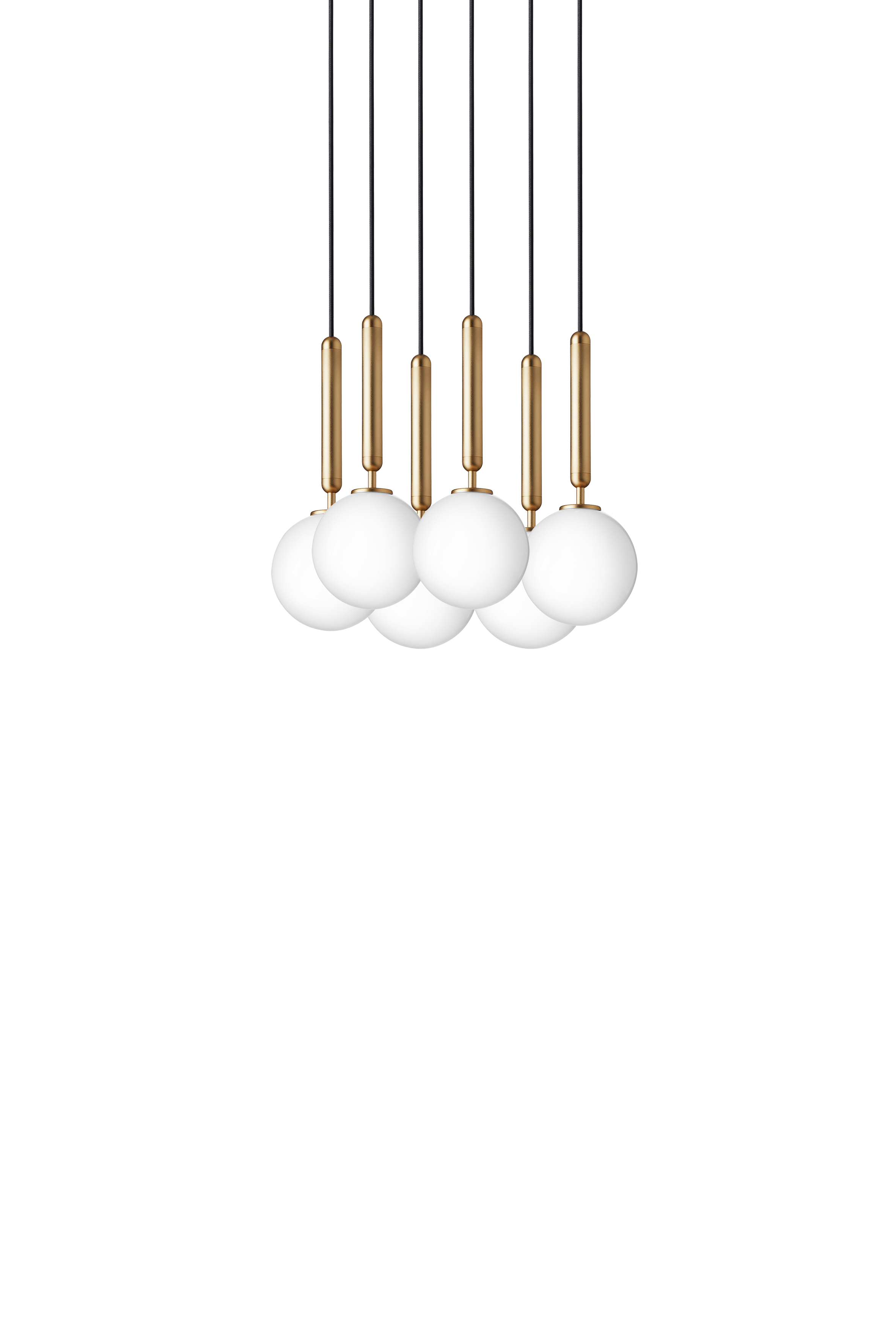 Pendelleuchte MIIRA 6 messing mit opalem Glas