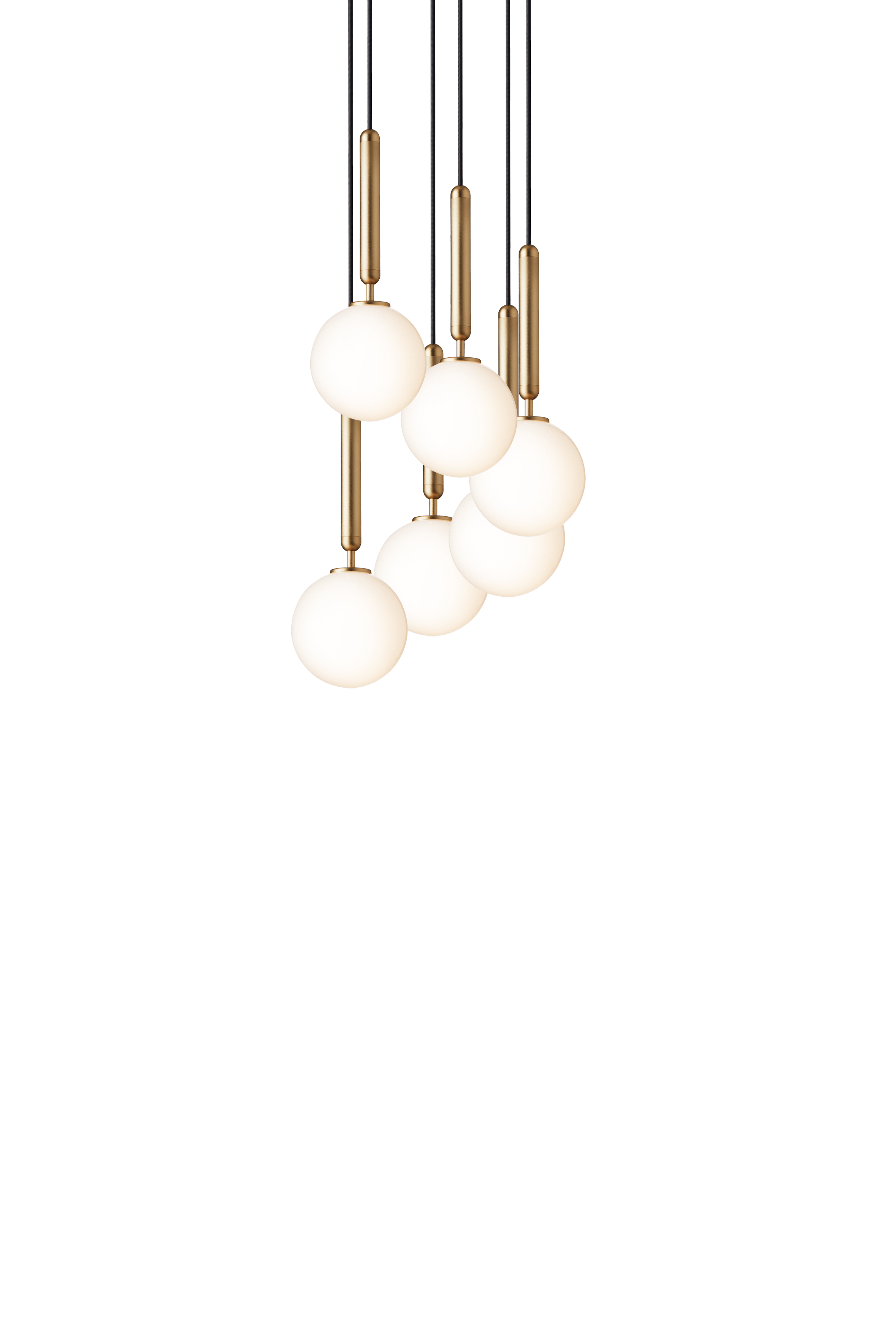 Pendelleuchte MIIRA 6 messing mit opalem Glas