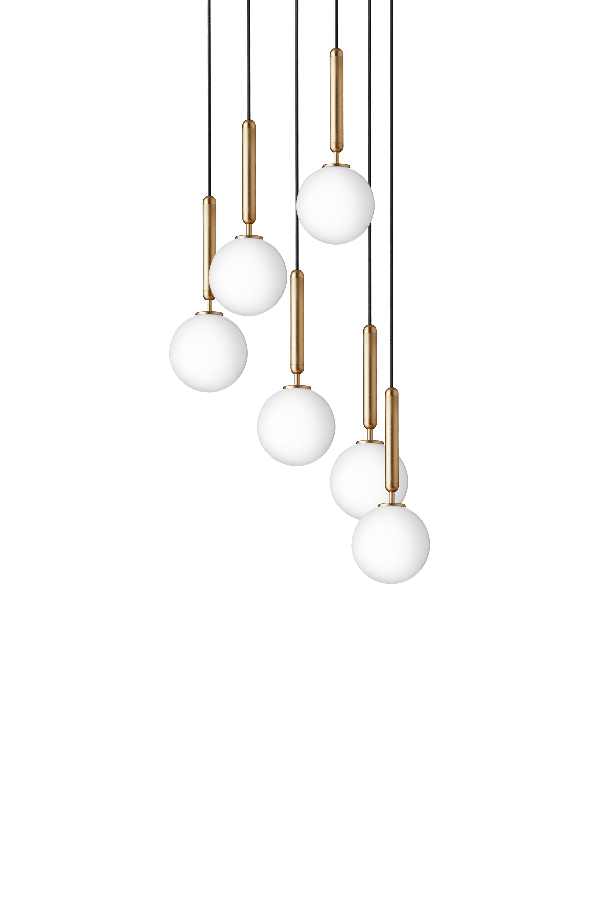 Pendelleuchte MIIRA 6 messing mit opalem Glas