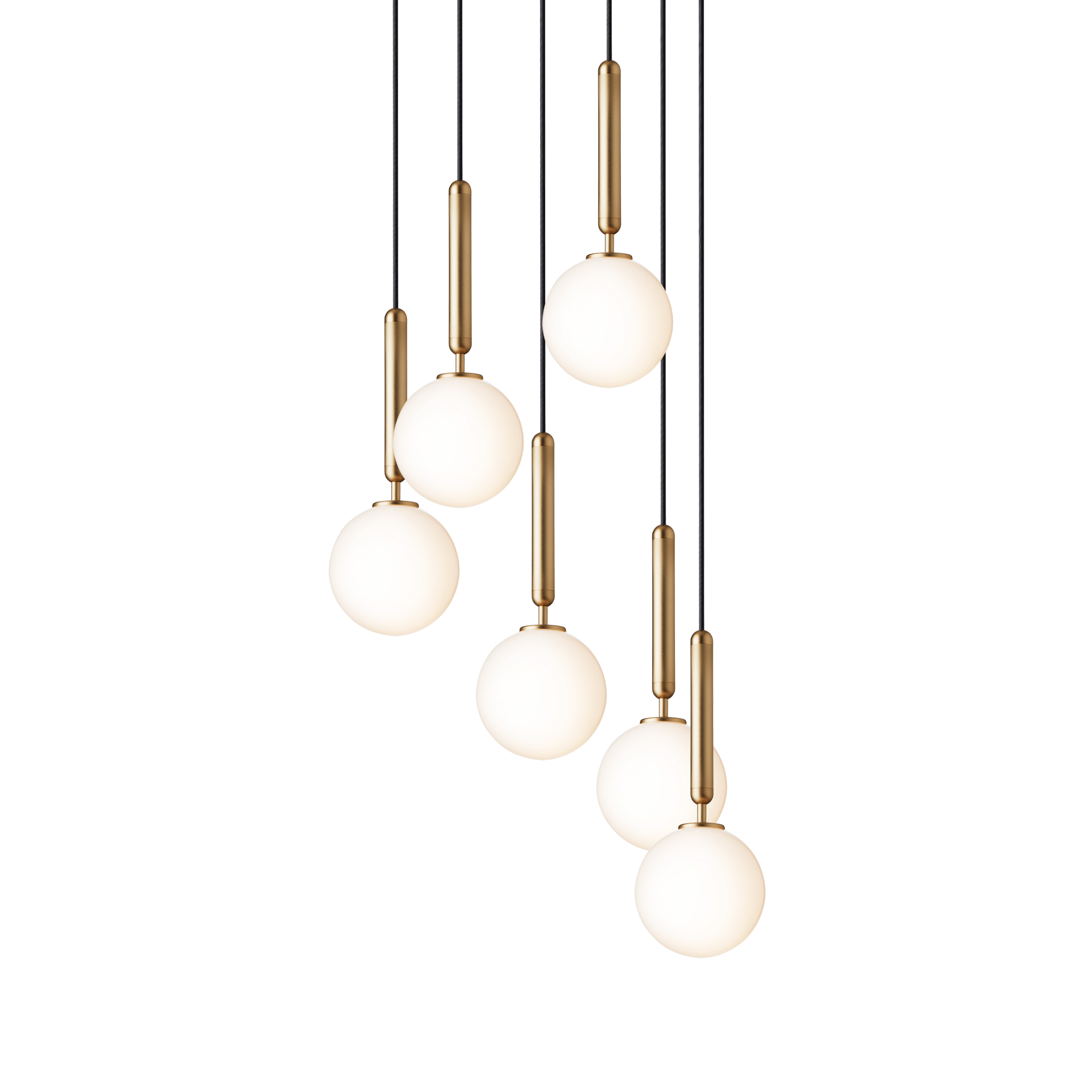 Pendelleuchte MIIRA 6 messing mit opalem Glas