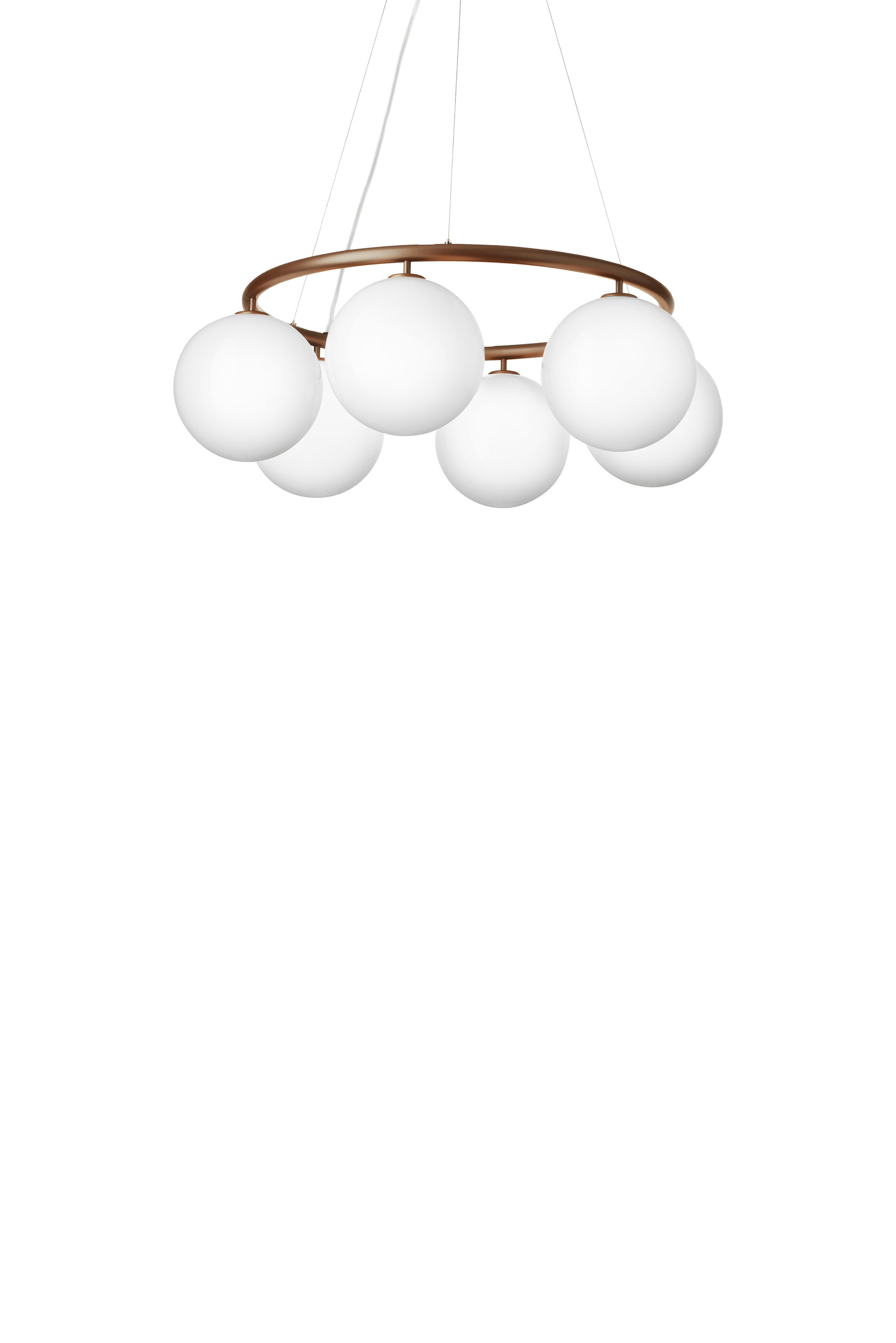 Pendelleuchte MIIRA 6 CIRCULAR dunkelbraun mit opalem Glas