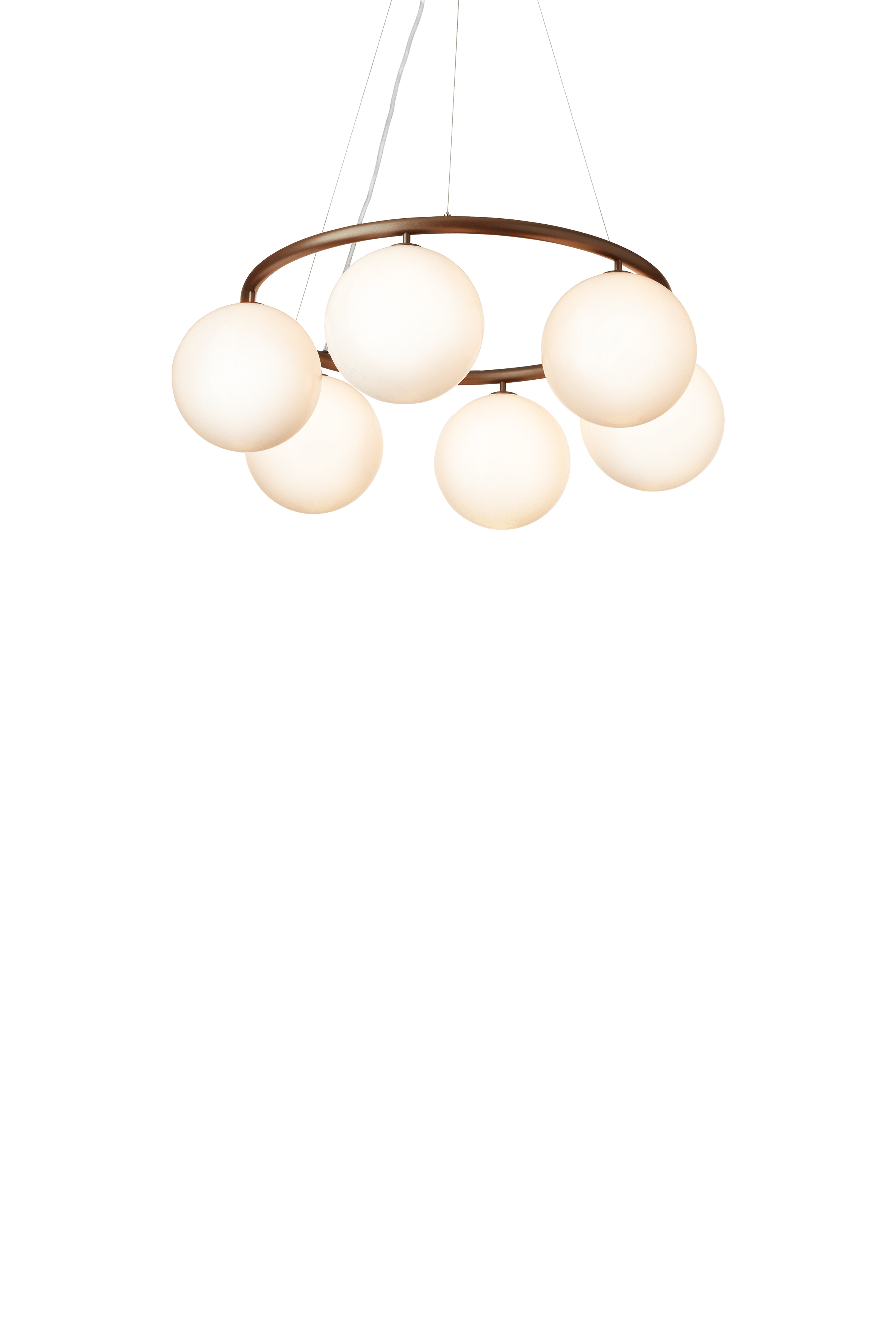 Pendelleuchte MIIRA 6 CIRCULAR dunkelbraun mit opalem Glas