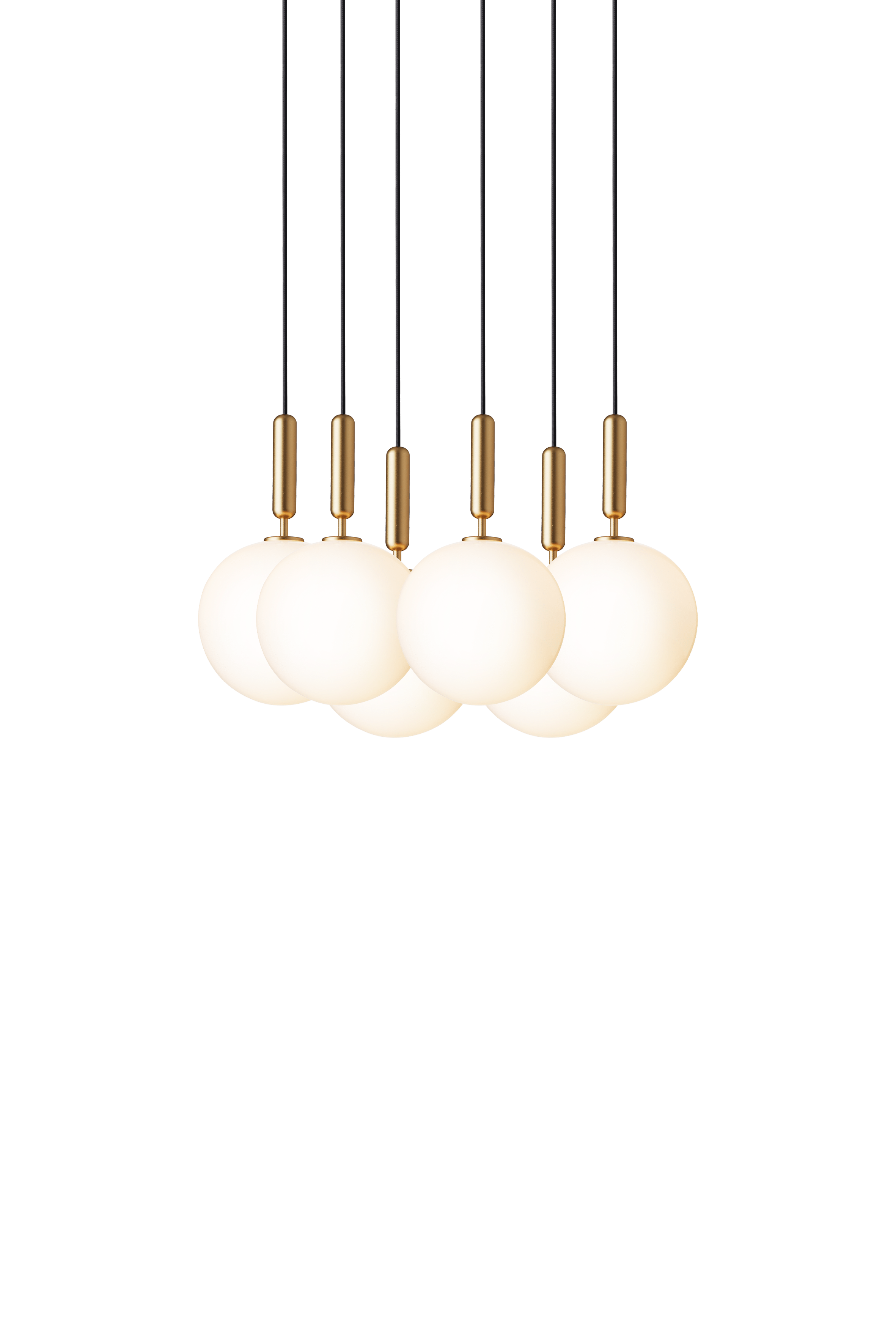 Pendelleuchte MIIRA 6 messing mit opalem Glas