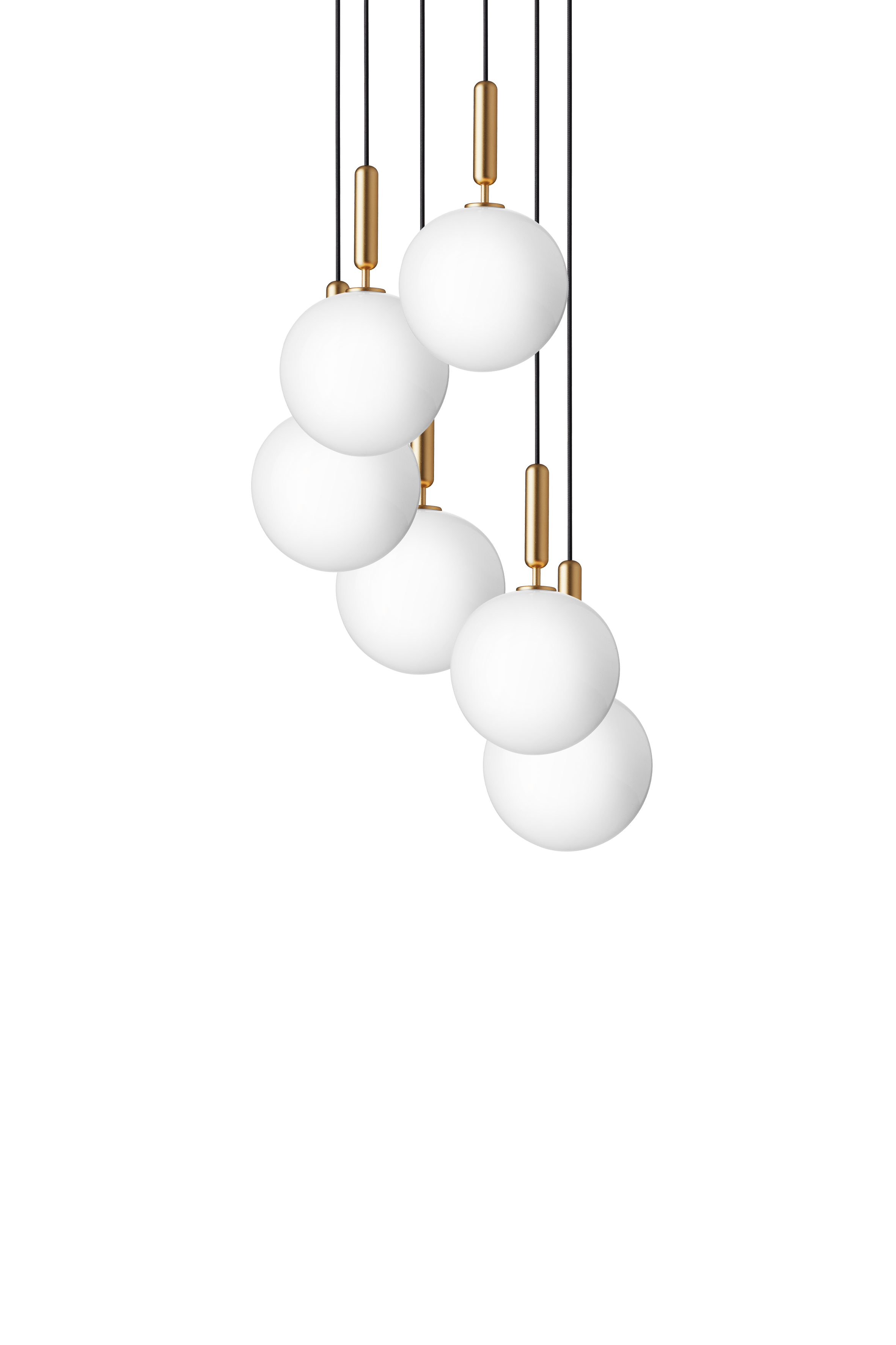 Pendelleuchte MIIRA 6 messing mit opalem Glas