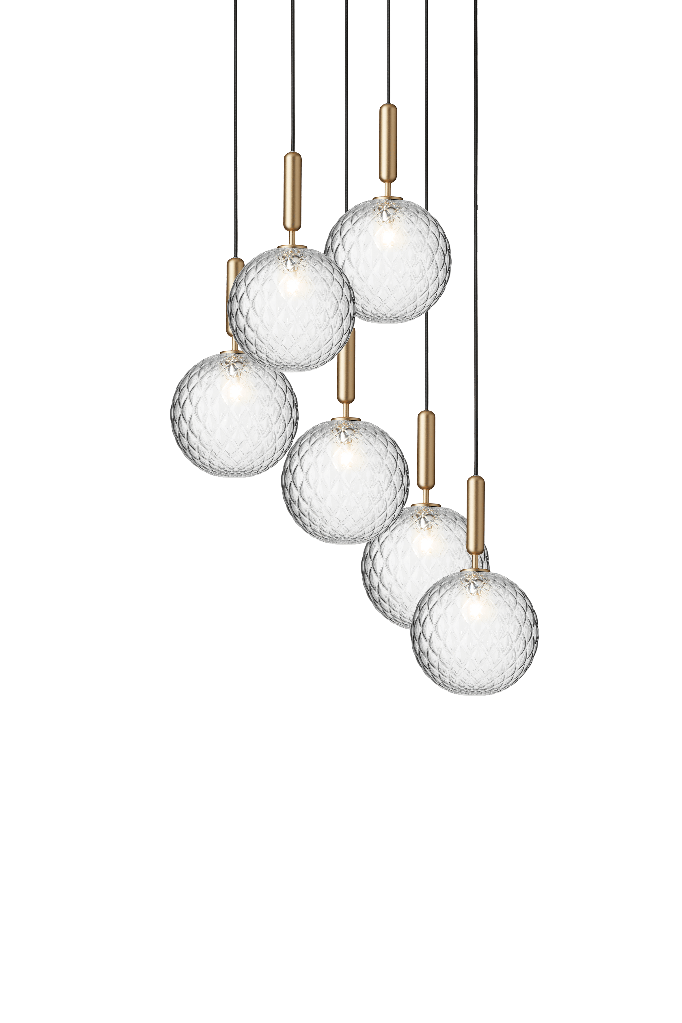 MIIRA 6 Pendant Lamp in Brass with Transparent Glass