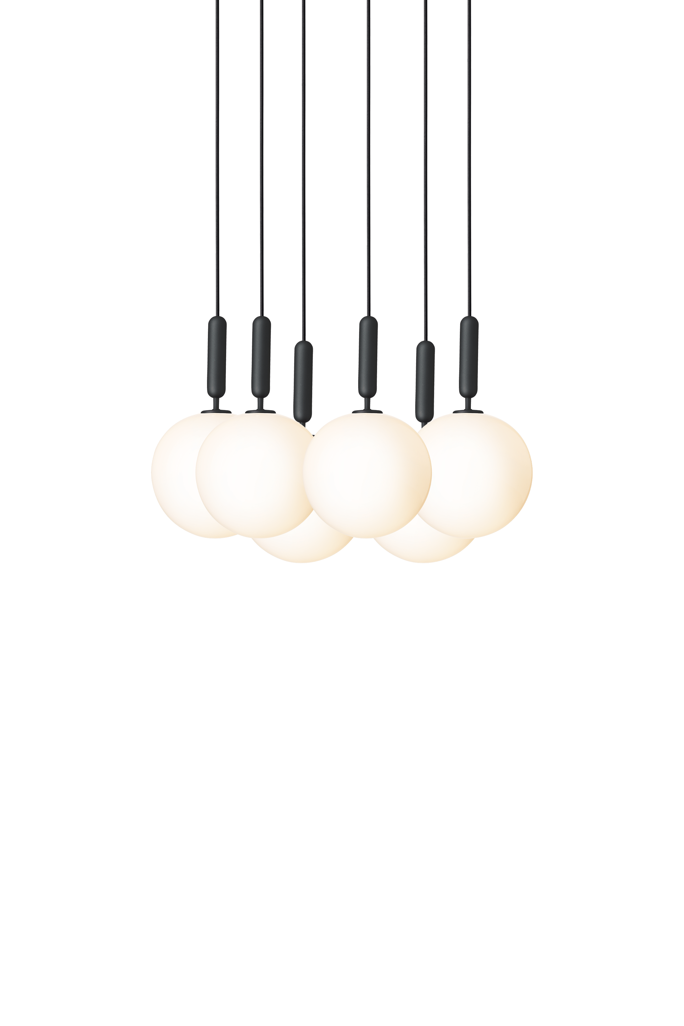 Pendelleuchte MIIRA 6 grafit mit opalem Glas