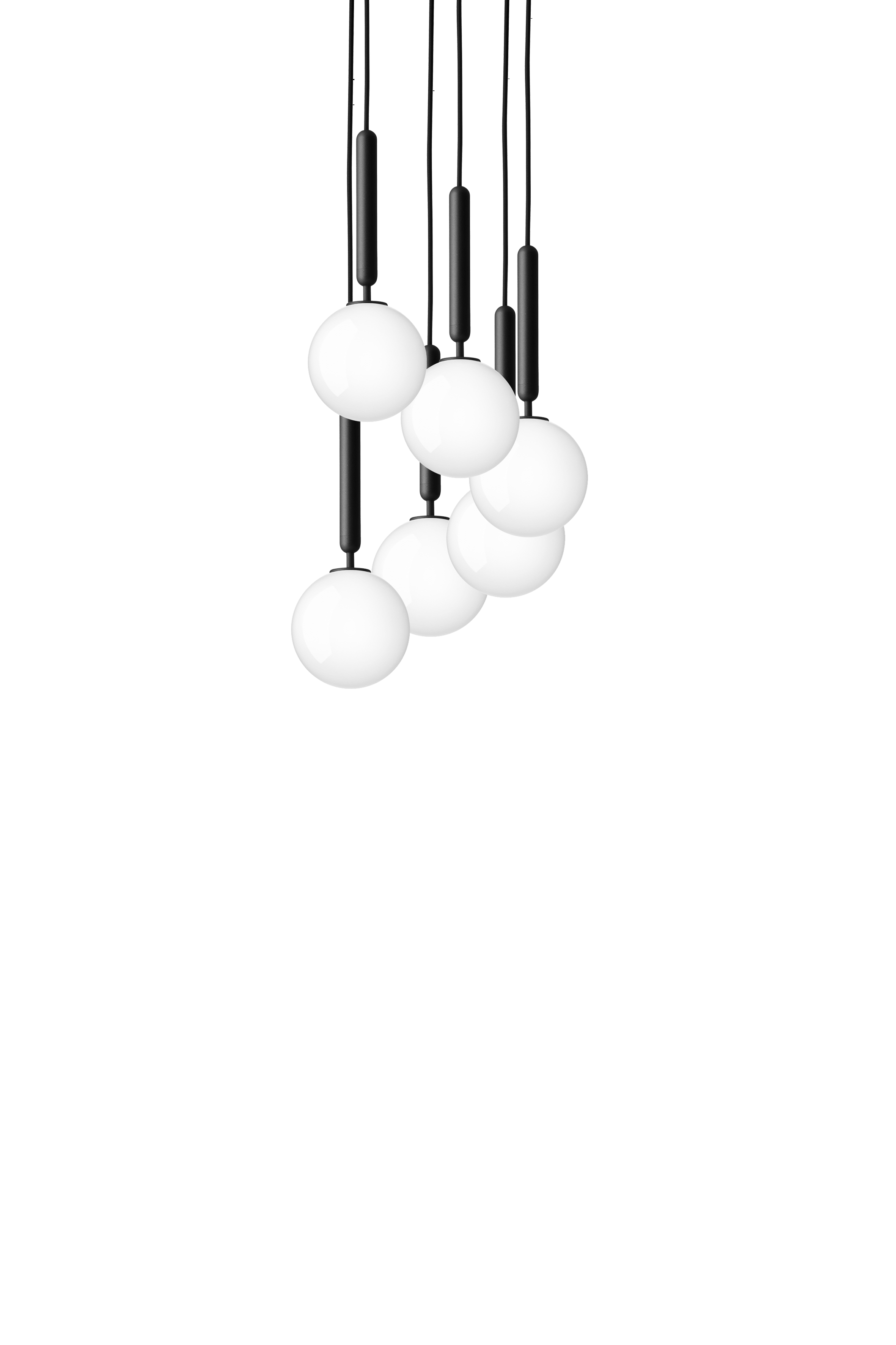 Pendelleuchte MIIRA 6 grafit mit opalem Glas