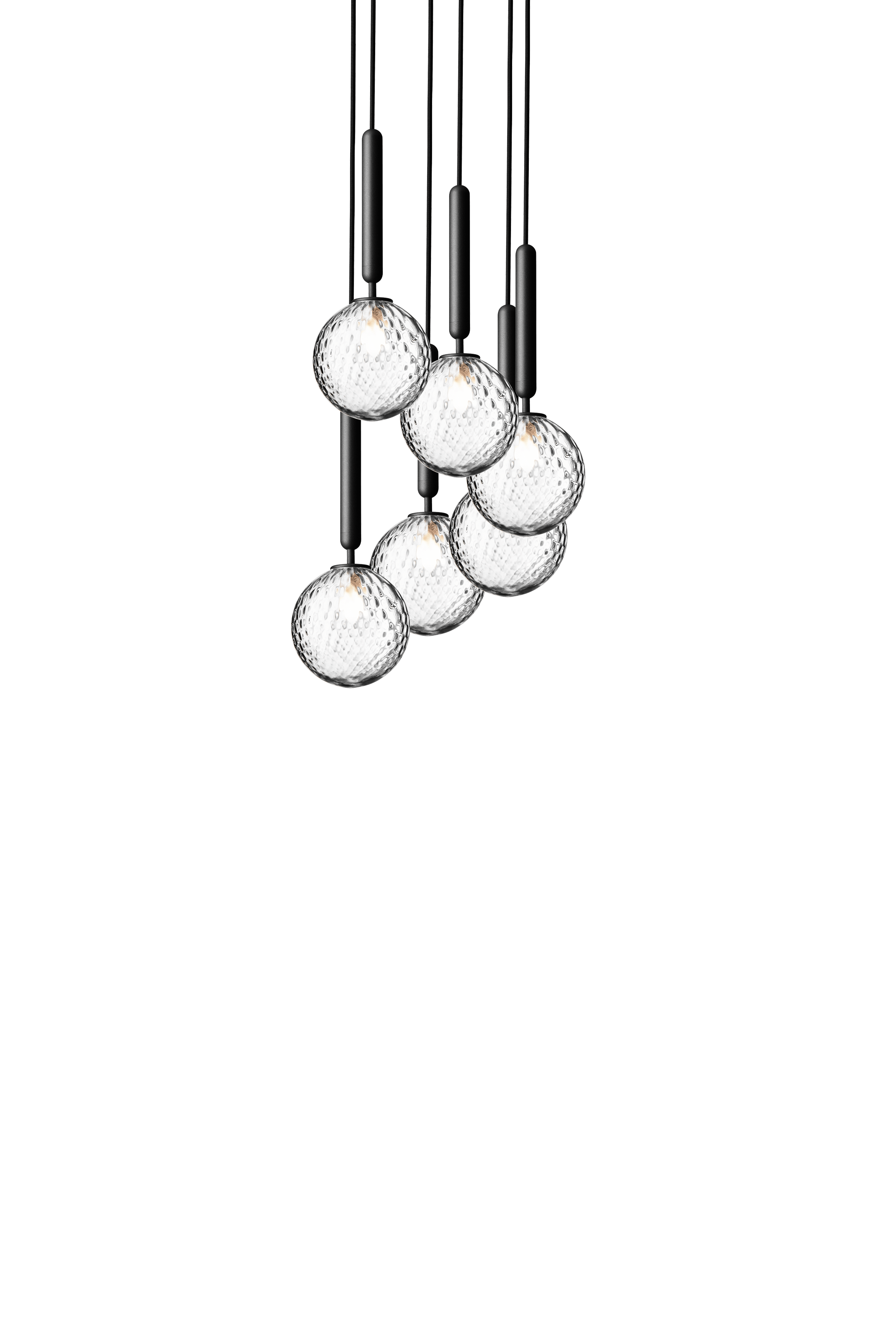 Pendelleuchte MIIRA 6 graphit mit transparentem Glas