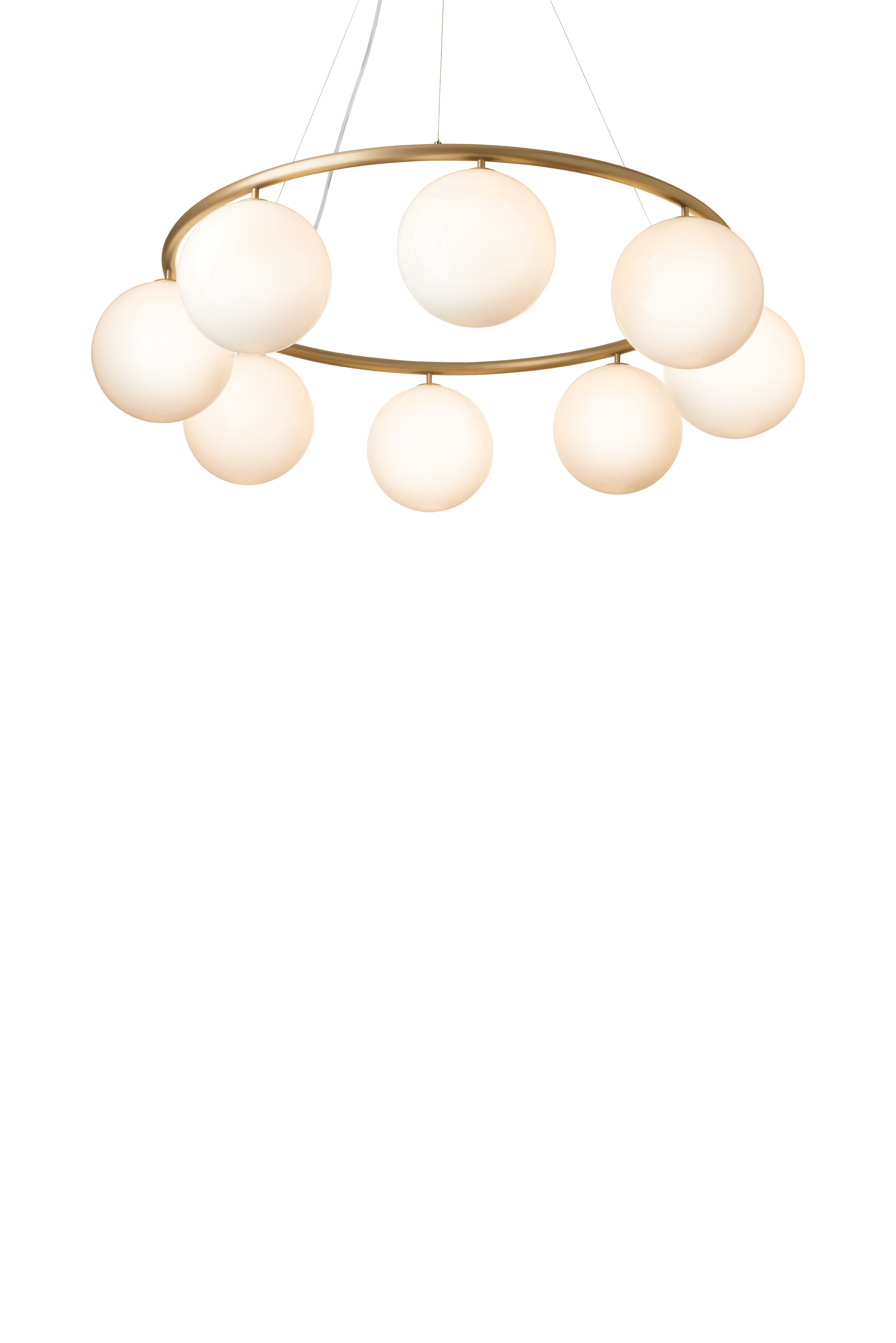 Pendelleuchte MIIRA 8 CIRCULAR aus Messing mit opalem Glas