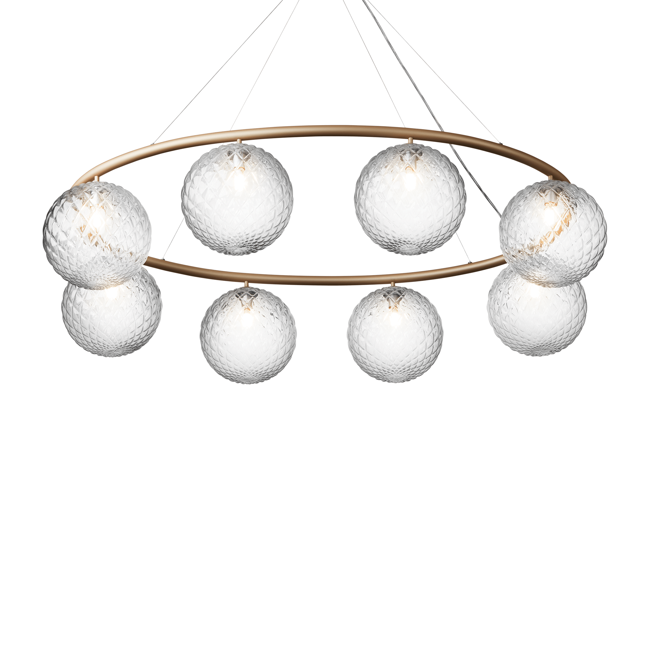 MIIRA 8 OVAL Pendant Lamp in Brass with Transparent Glass