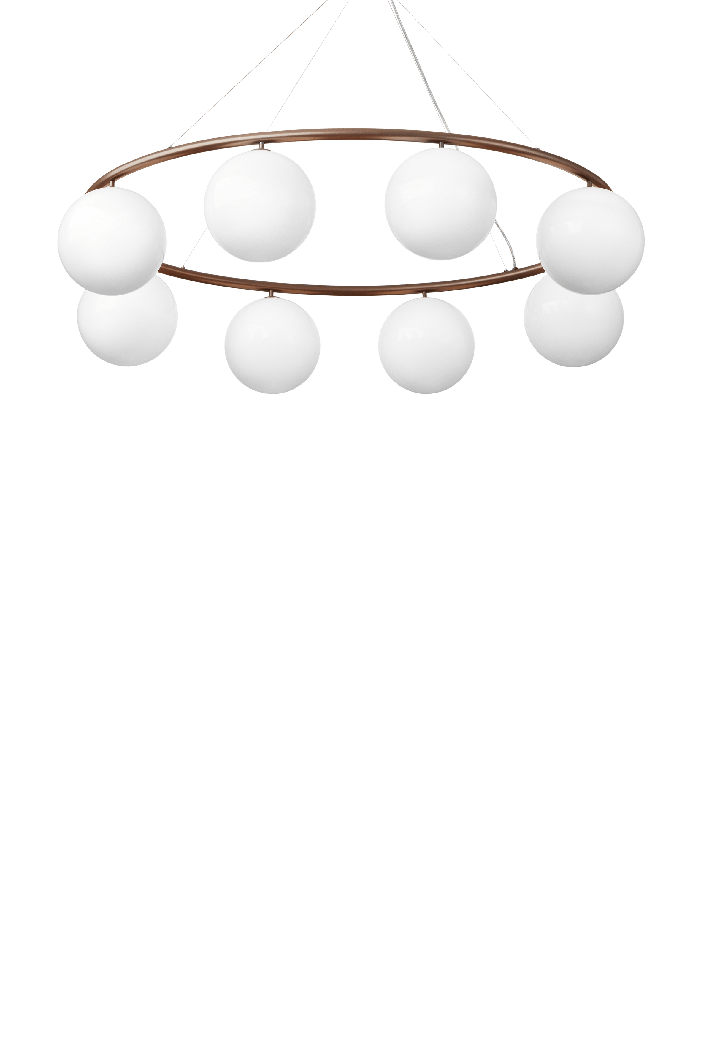 Pendelleuchte MIIRA 8 OVAL dunkelbraun mit opalem Glas