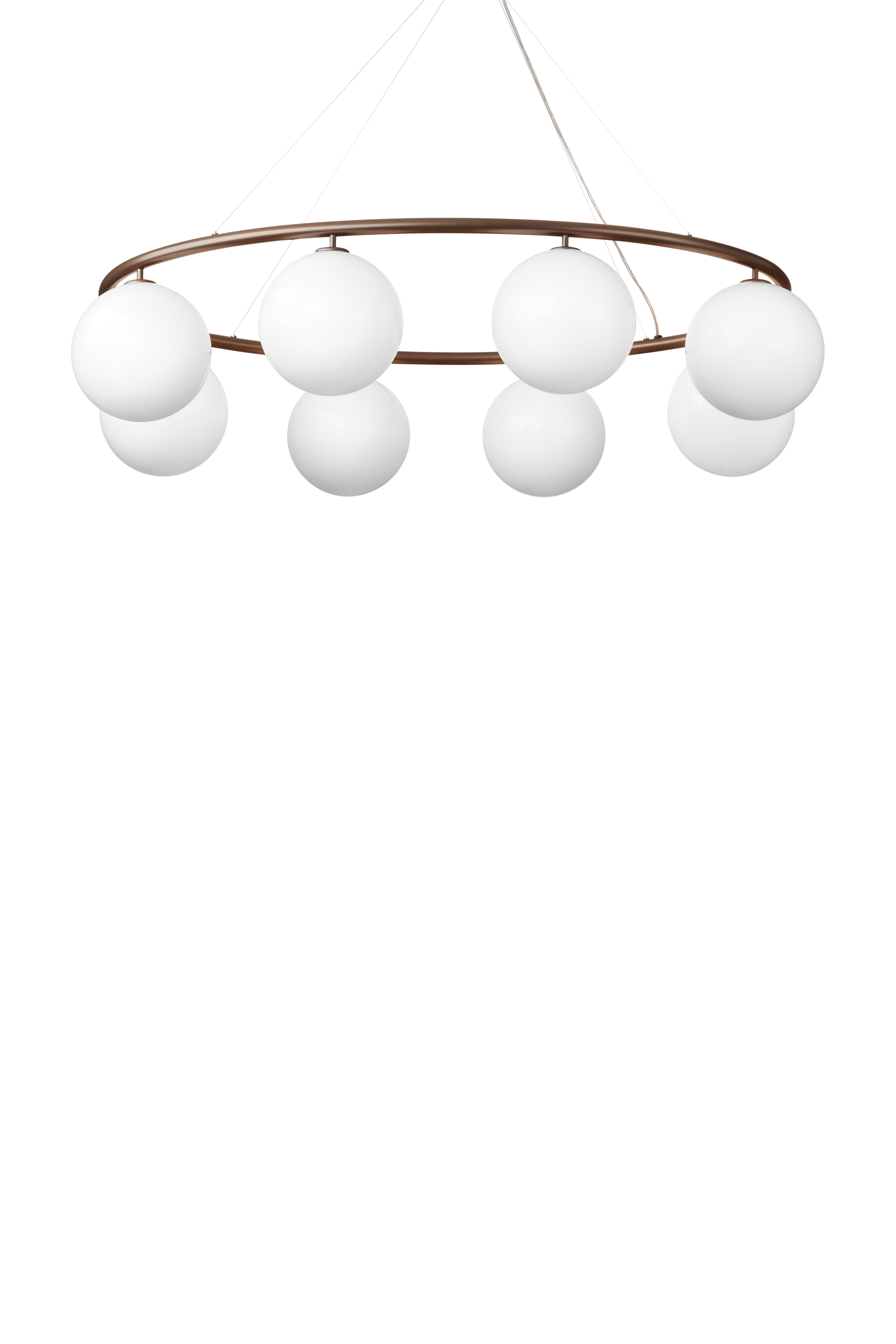Pendelleuchte MIIRA 8 OVAL dunkelbraun mit opalem Glas
