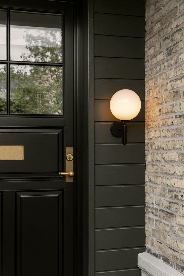 Outdoor wall lamp MIIRA black with opal glass