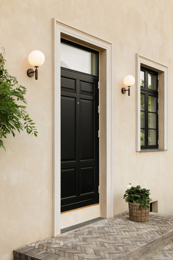 Outdoor wall lamp MIIRA dark brown with opal glass