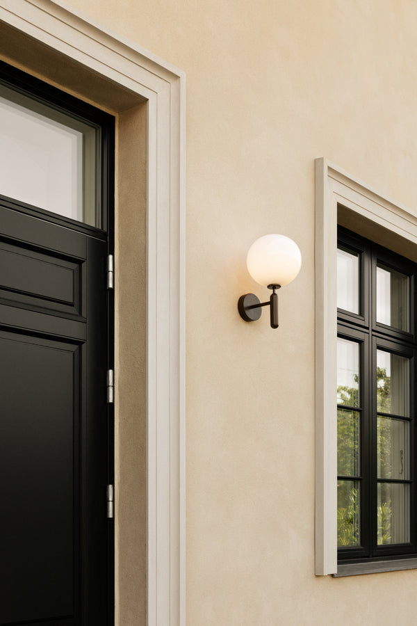 Outdoor wall lamp MIIRA dark brown with opal glass
