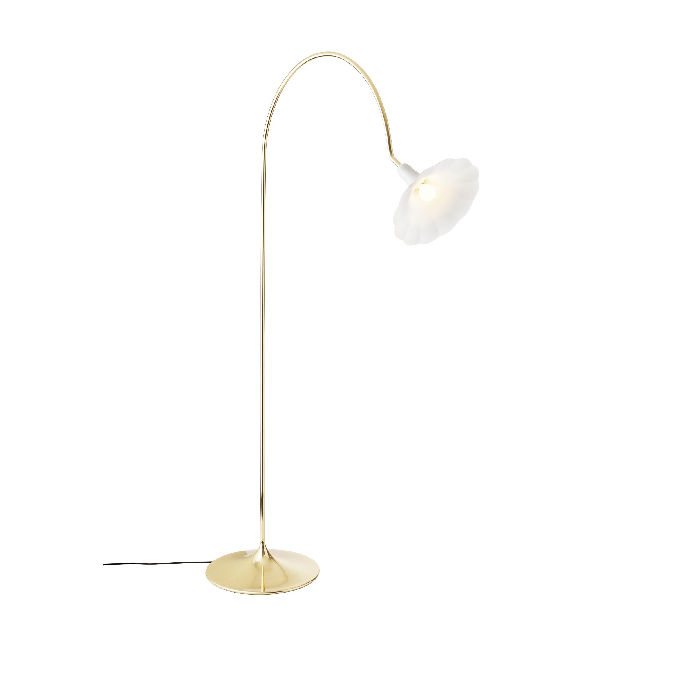 PETALII Floor Lamp White Metal with Brass Base
