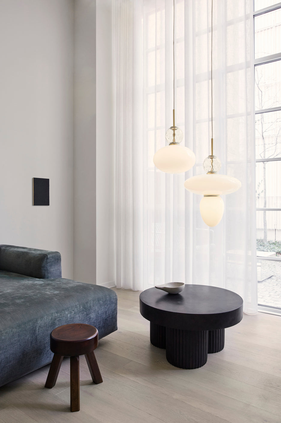 RIZZATTO 43 Brass Pendant Lamp with Opal Glass