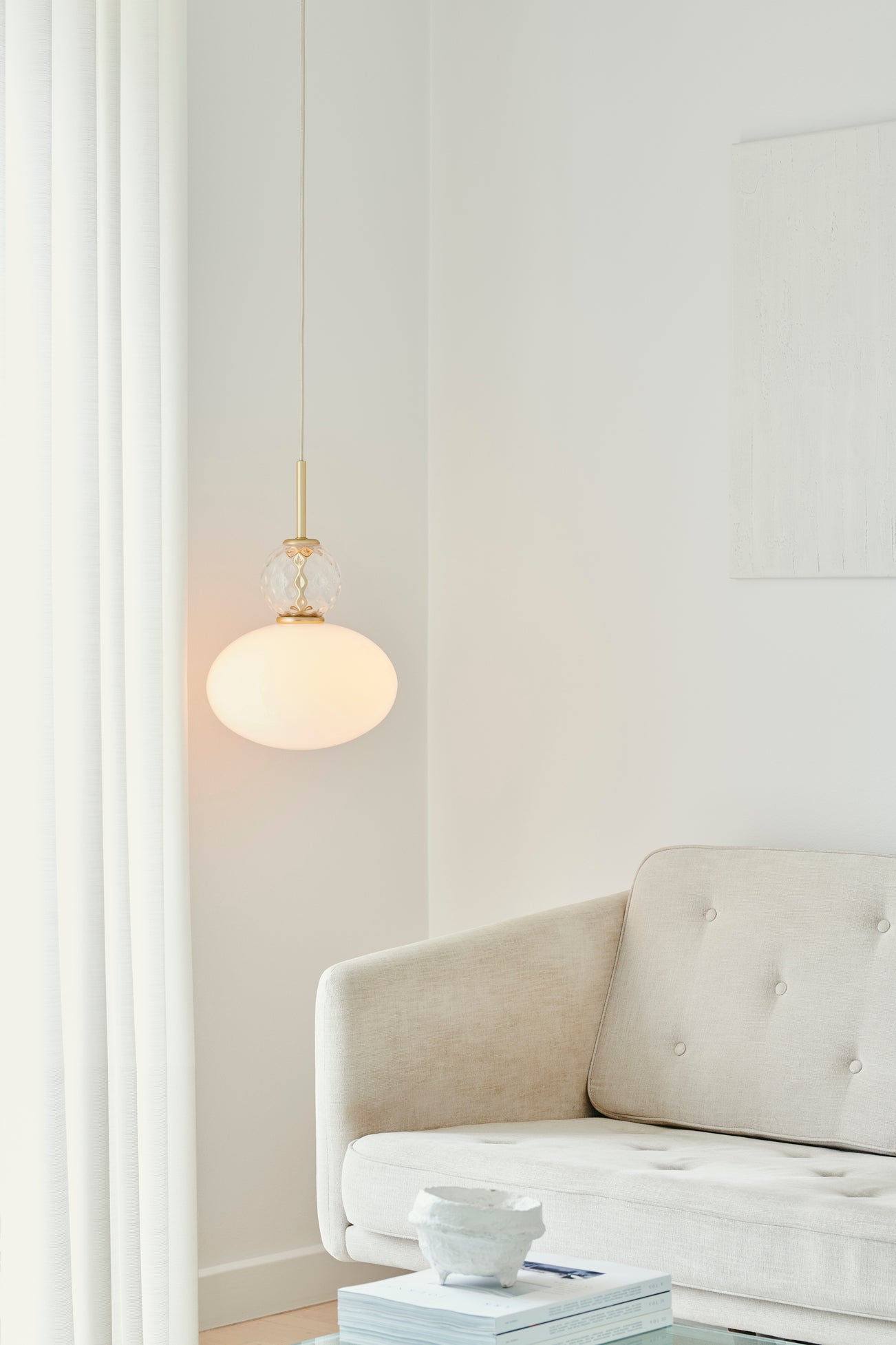 RIZZATTO 32 Brass Pendant Lamp with Opal Glass