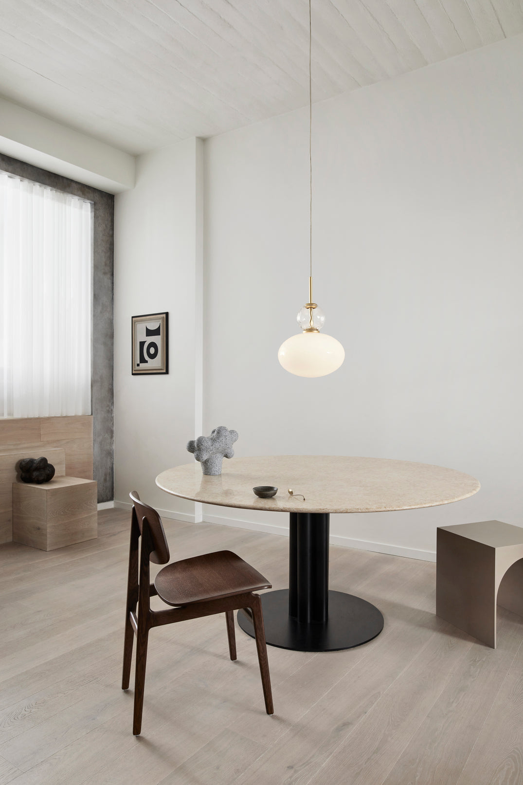 RIZZATTO 32 Brass Pendant Lamp with Opal Glass