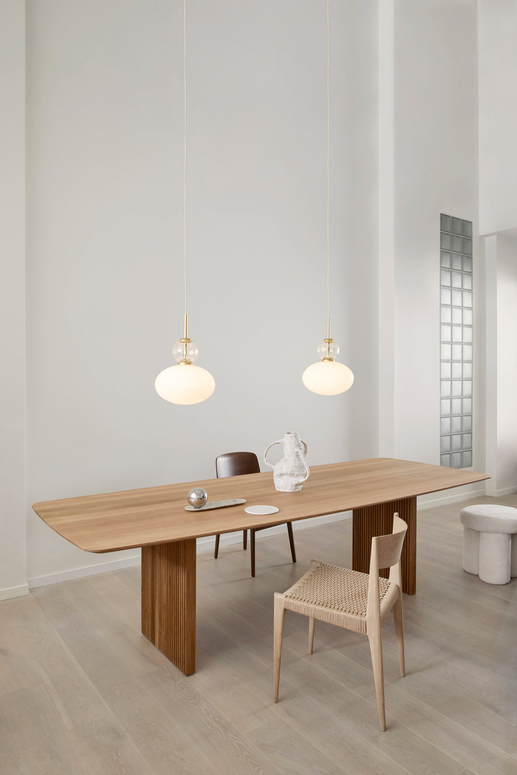 RIZZATTO 32 Brass Pendant Lamp with Opal Glass