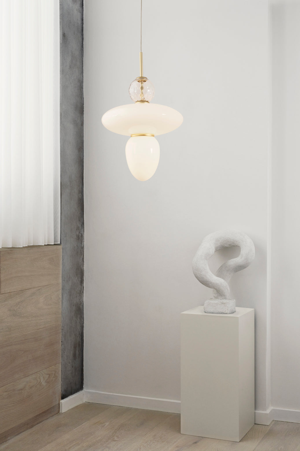 RIZZATTO 43 Brass Pendant Lamp with Opal Glass