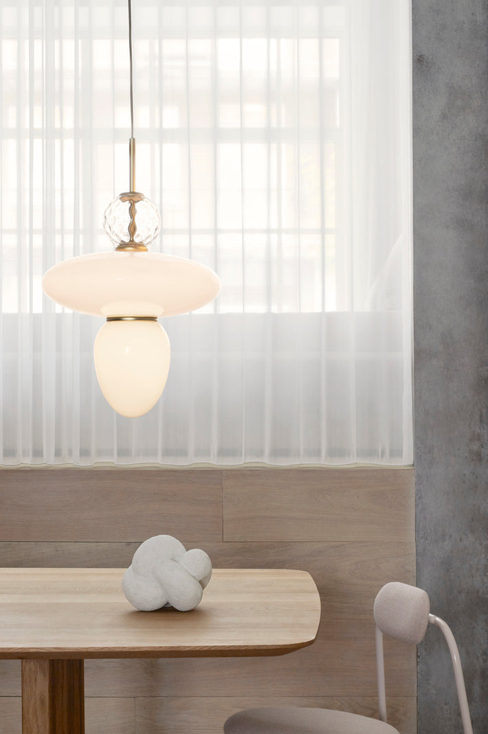 RIZZATTO 43 Brass Pendant Lamp with Opal Glass